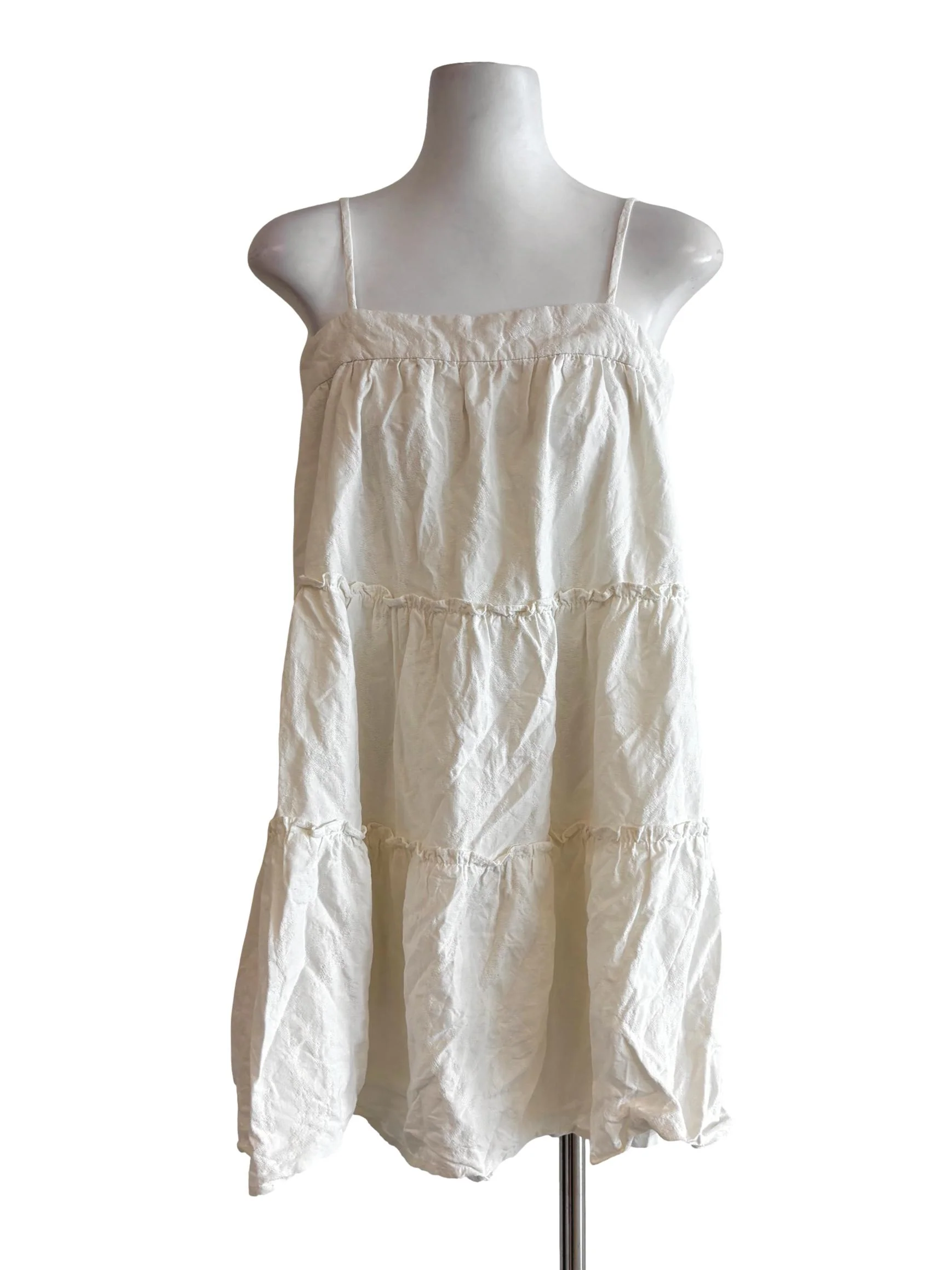 Ivory White Spaghetti Strap Babydoll Dress LB