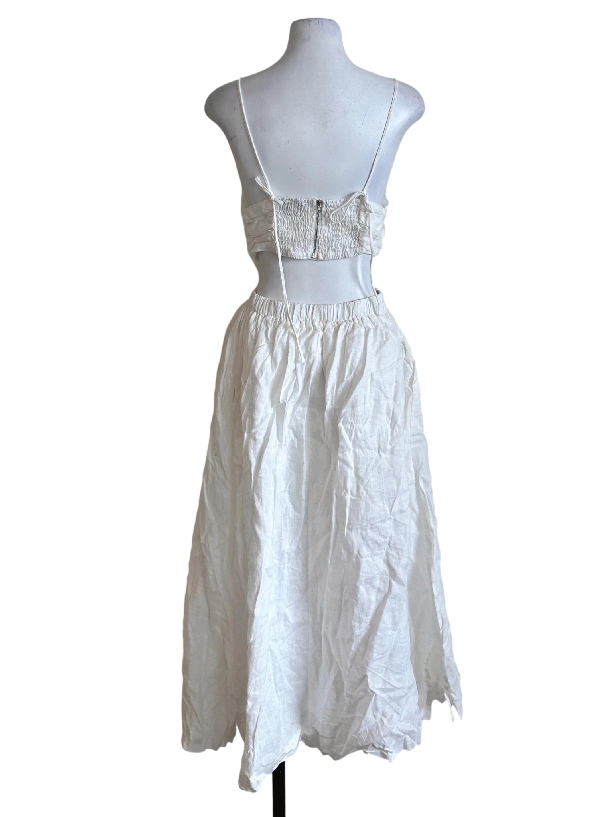Ivory White Spaghetti Strap Slit Dress TEM - Image 2