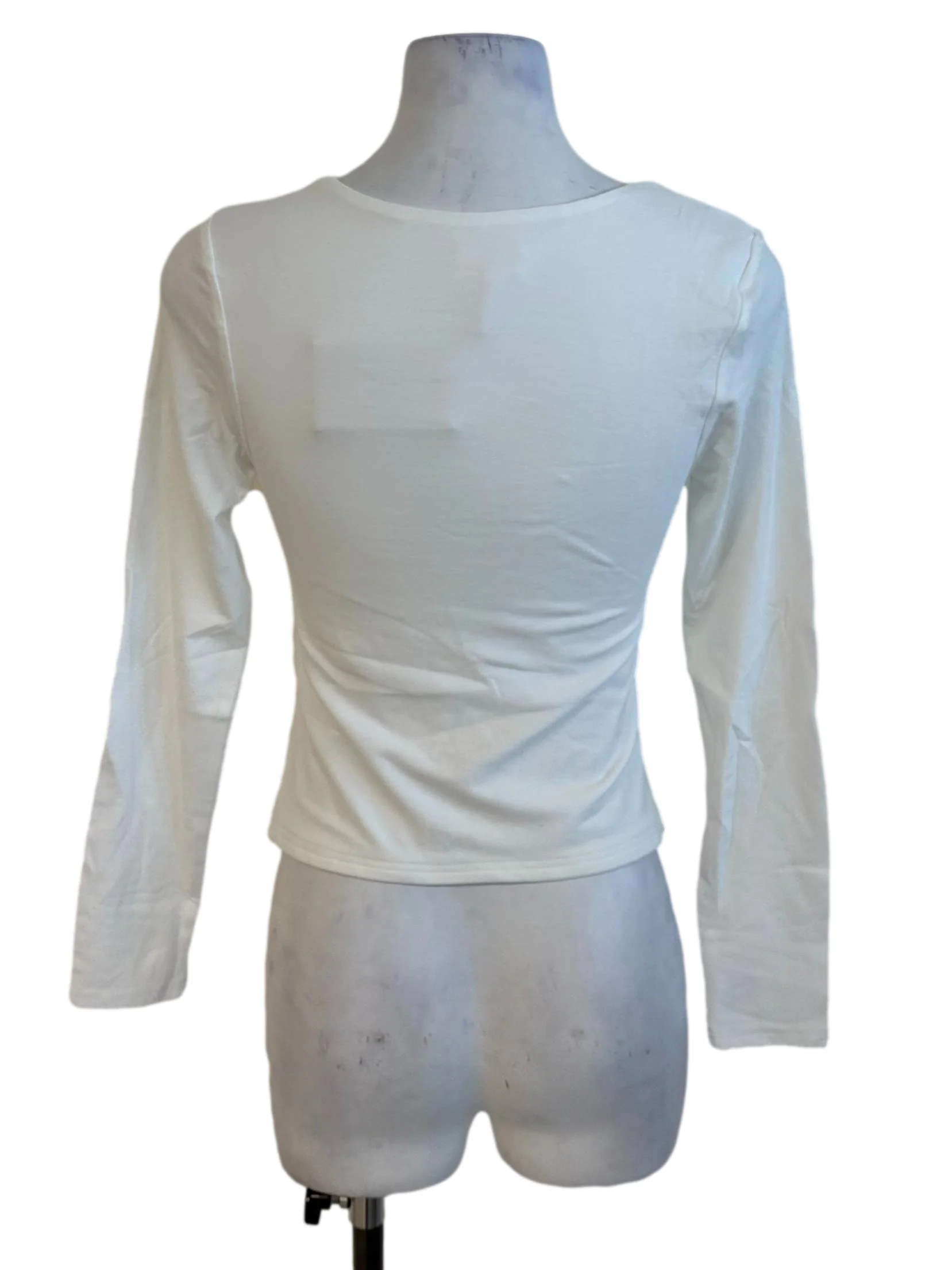 Ivory White Square Neck Fitted Top - Image 2