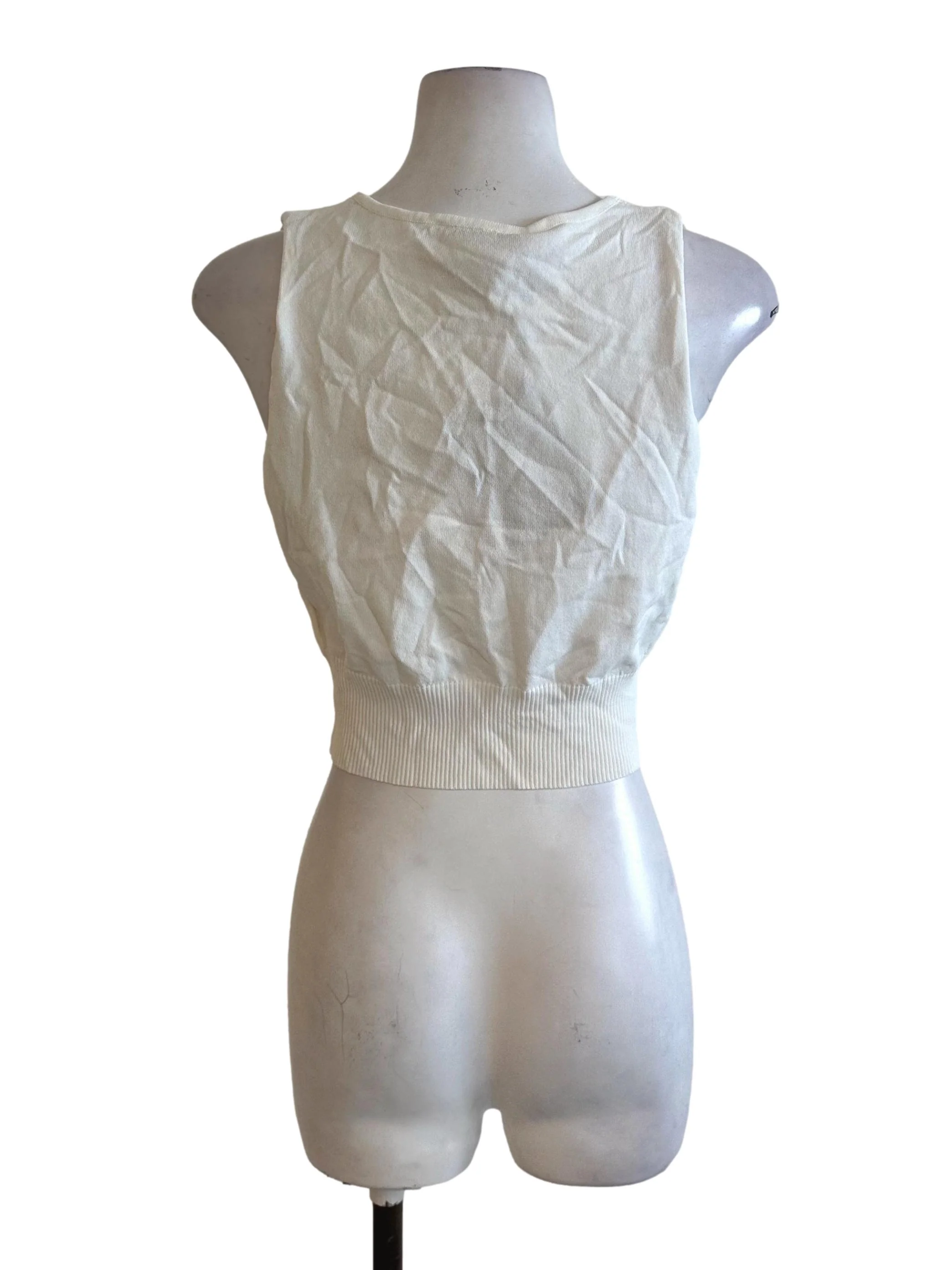 Ivory White V Neck Knit Top LB - Image 2