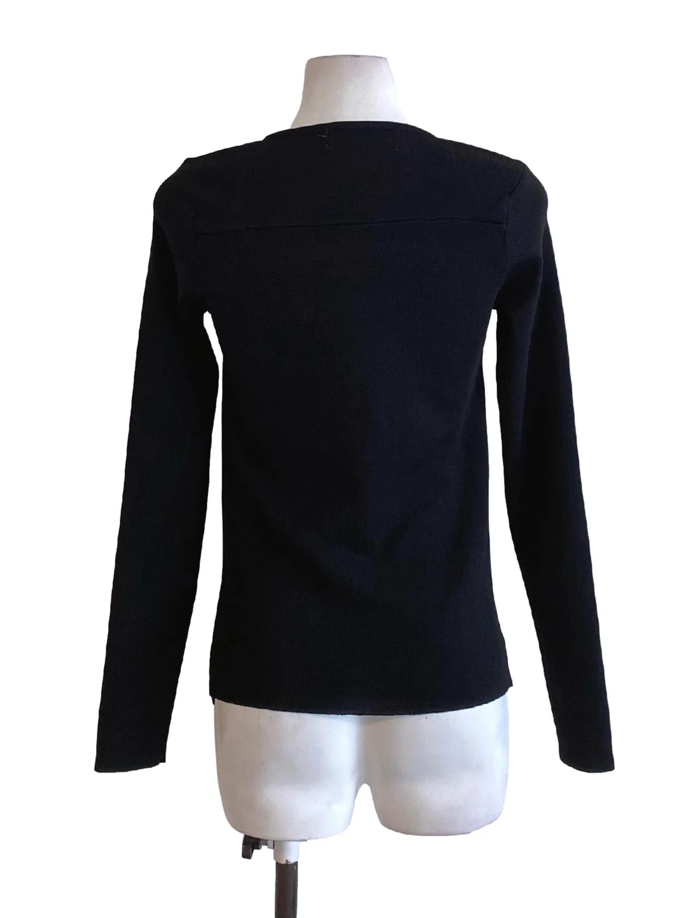 Jade Black Square Neck Long Sleeve Knitted Top - Image 2