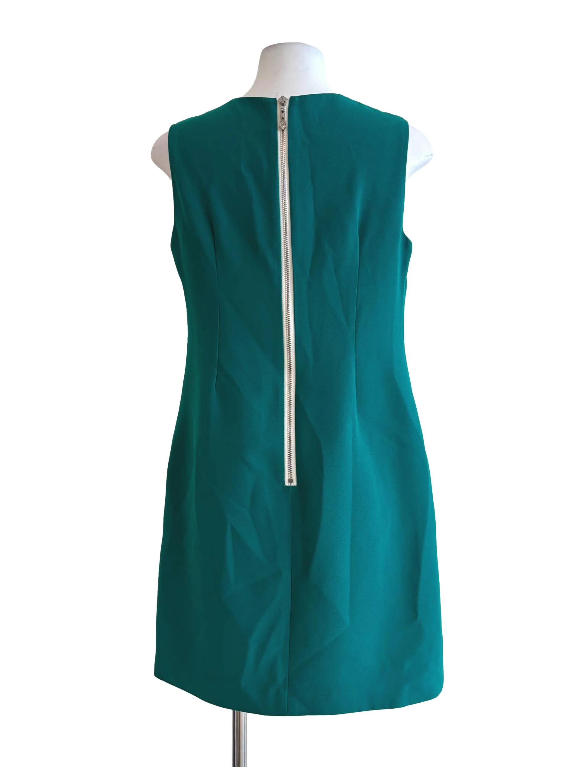 Jade Green Sleeveless White Neck Dress - Image 2