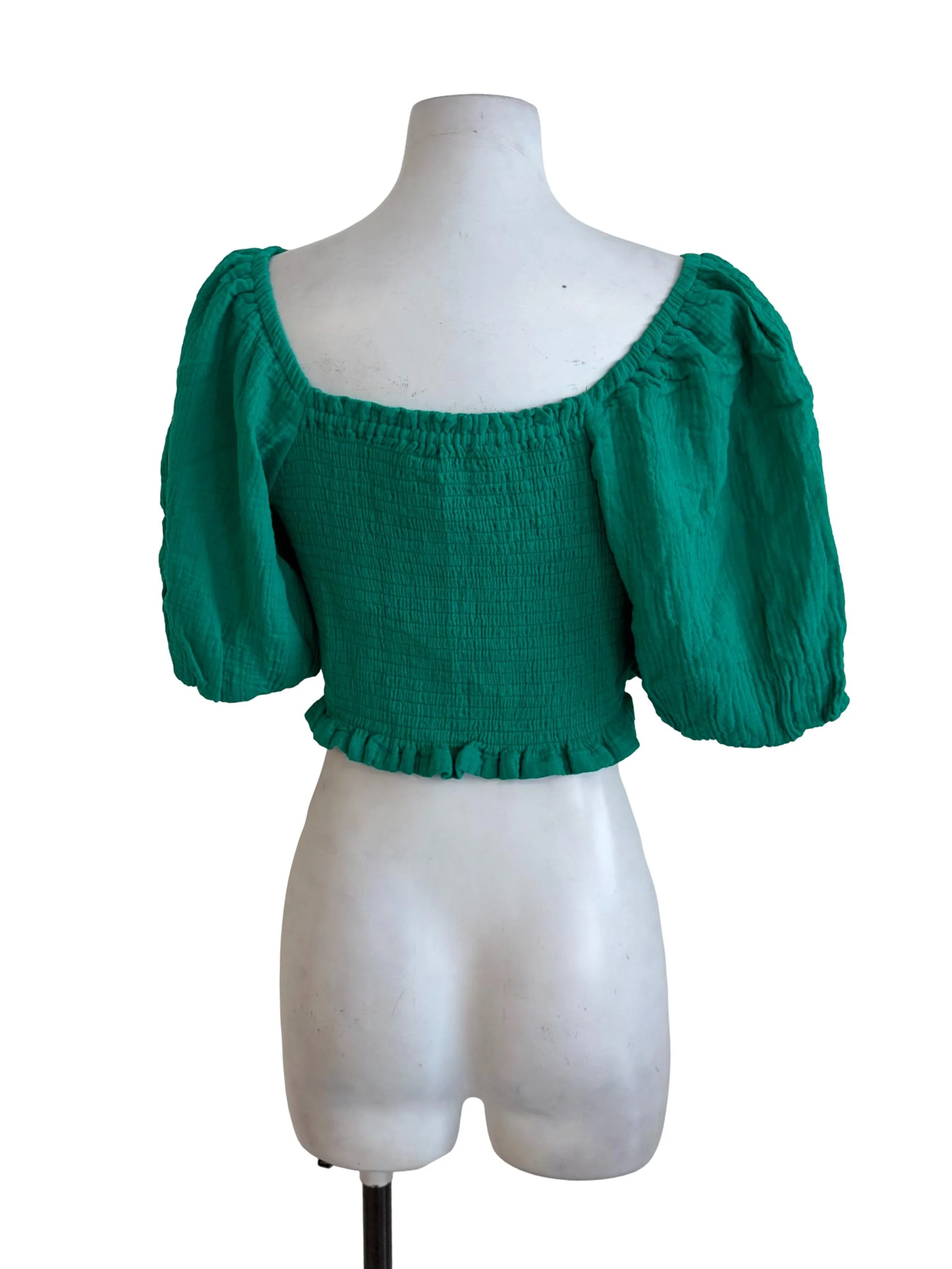 Jade Green Square Neck Textured Top - Image 2