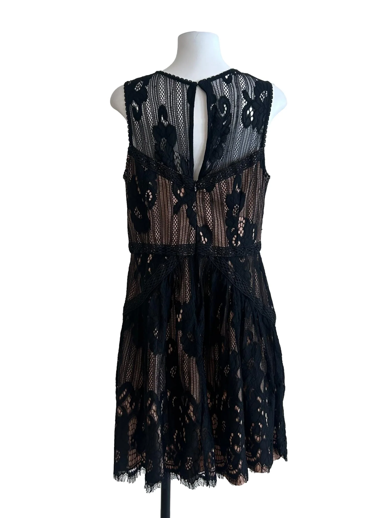 Jet Black And Beige Halter Dress - Image 2
