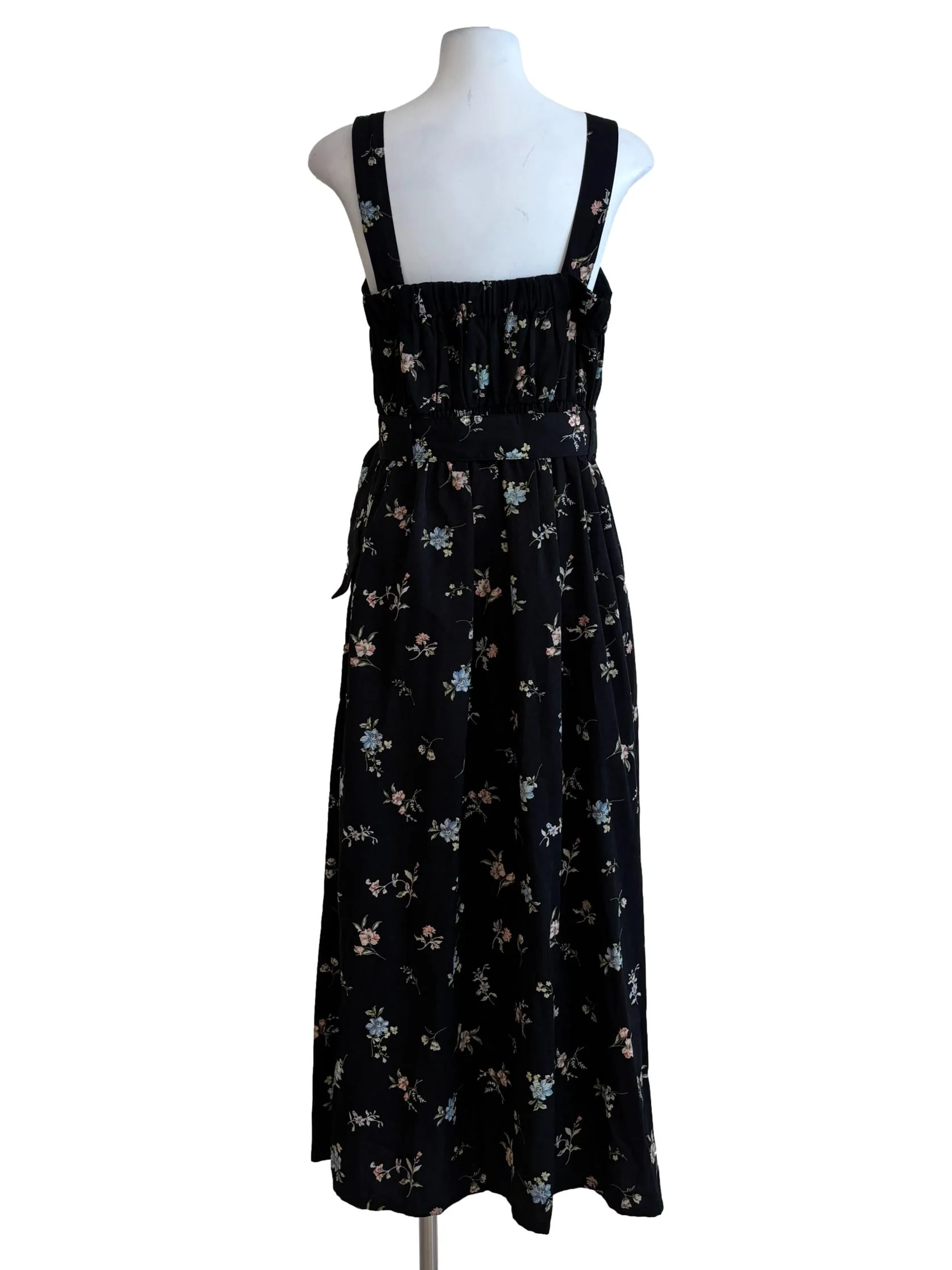 Jet Black Apron Neck Floral Dress - Image 2