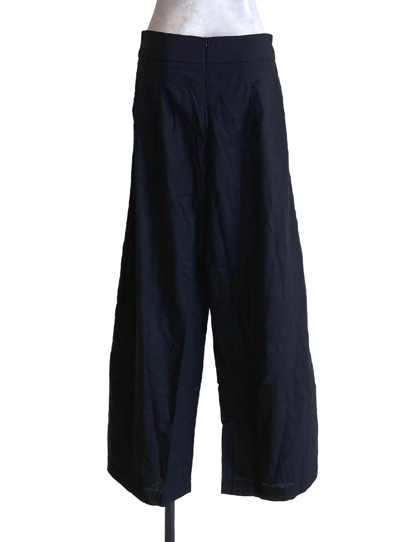 Jet Black Back Zipped High Waisted Pants - Image 2