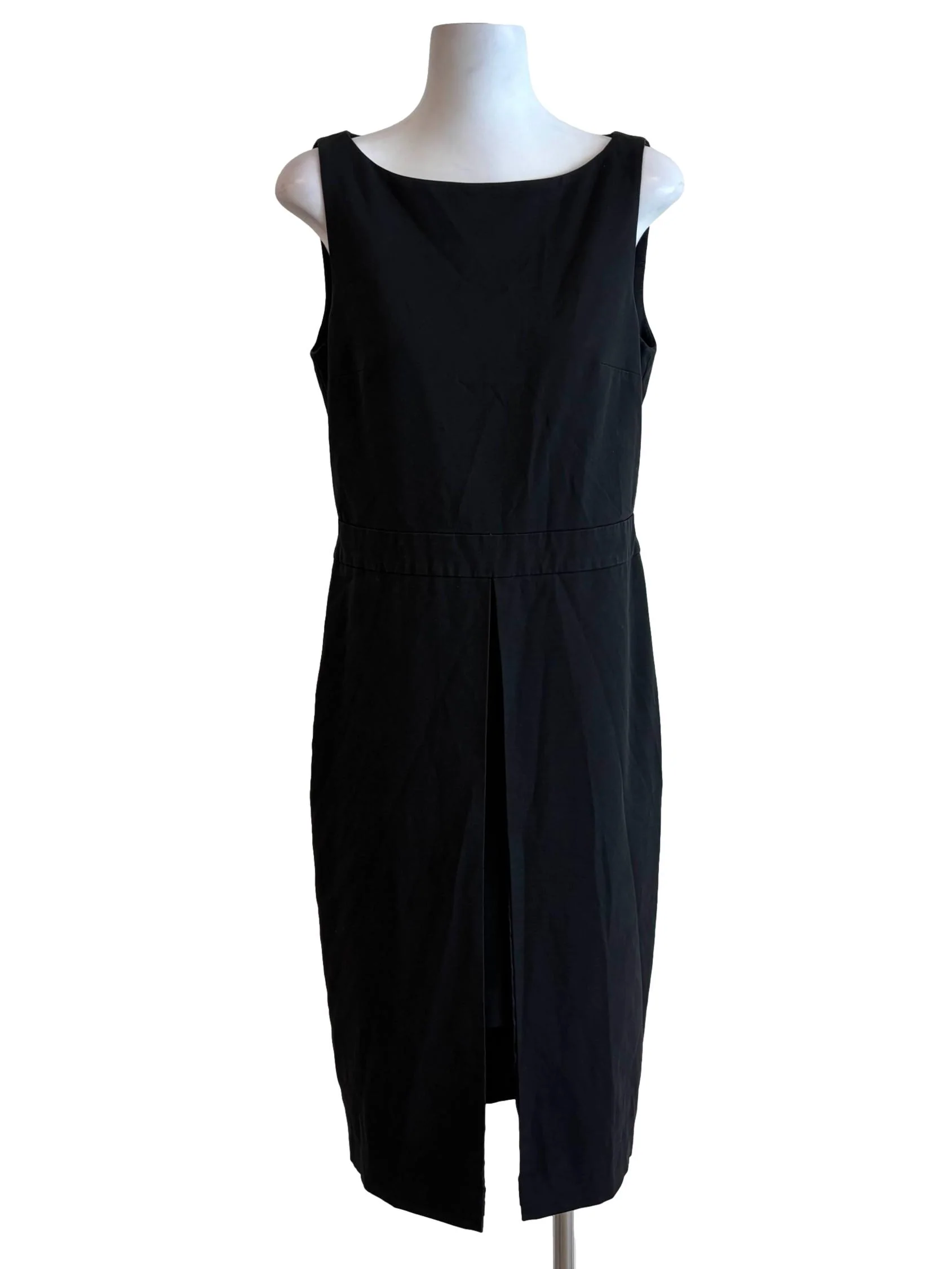 Jet Black Boat Neck Pencil Dress
