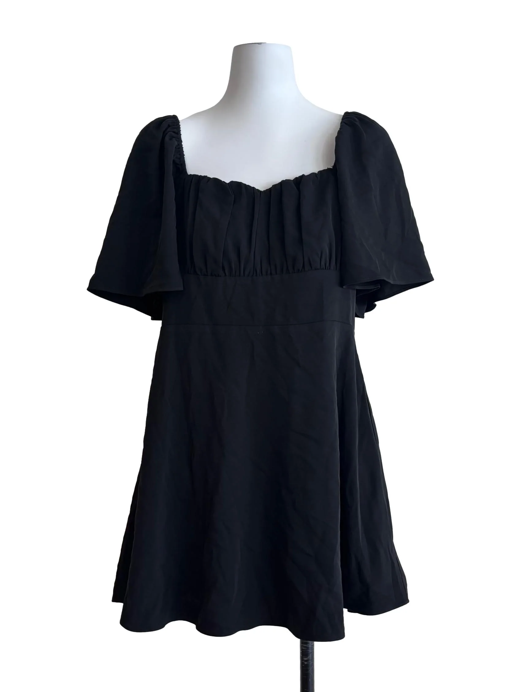 Jet Black Butterfly Sleeve Mini Dress