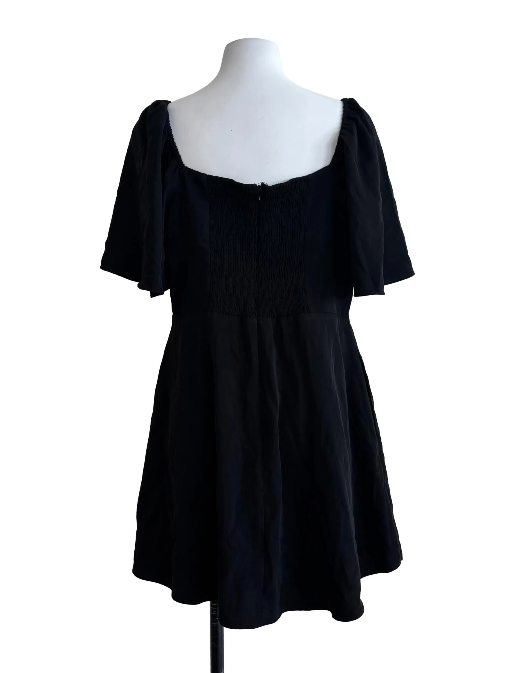Jet Black Butterfly Sleeve Mini Dress - Image 2