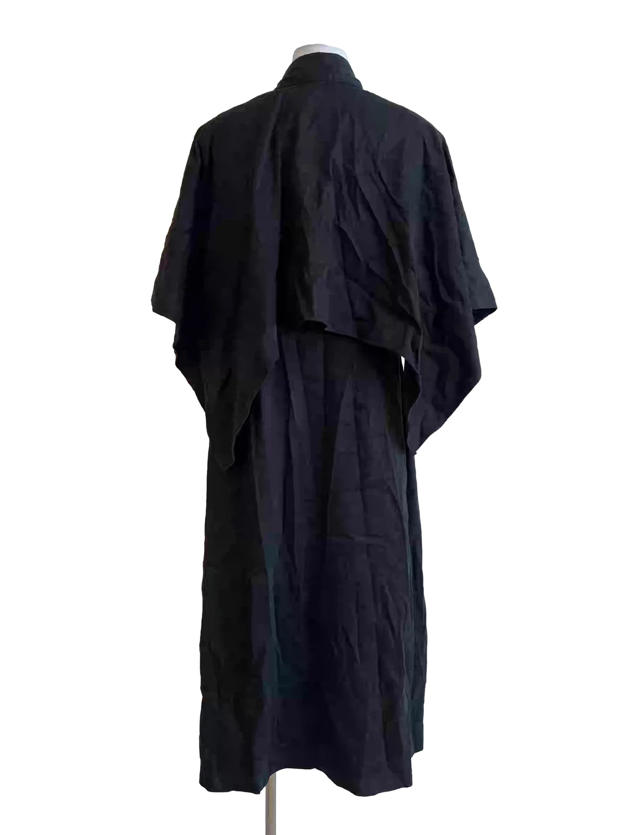 Jet Black Buttoned Cape Dress - Image 2
