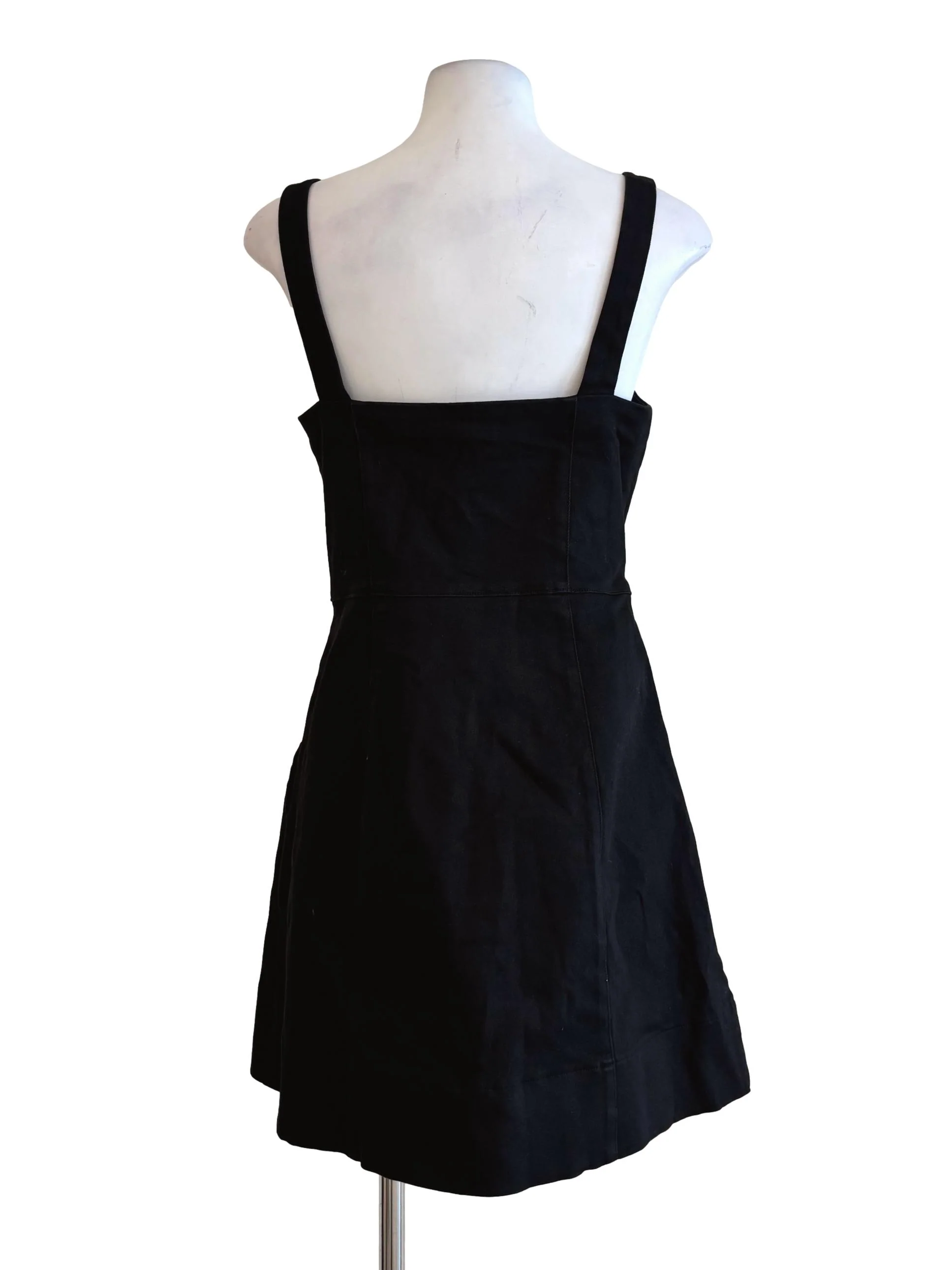 Jet Black Buttoned Cotton Denim Dress - Image 2