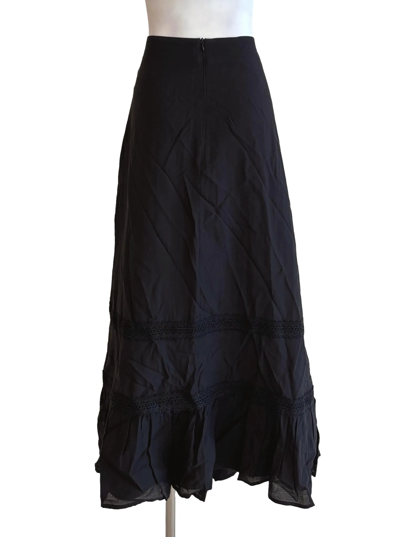 Jet Black Cotton A-Line Skirt TTR - Image 2