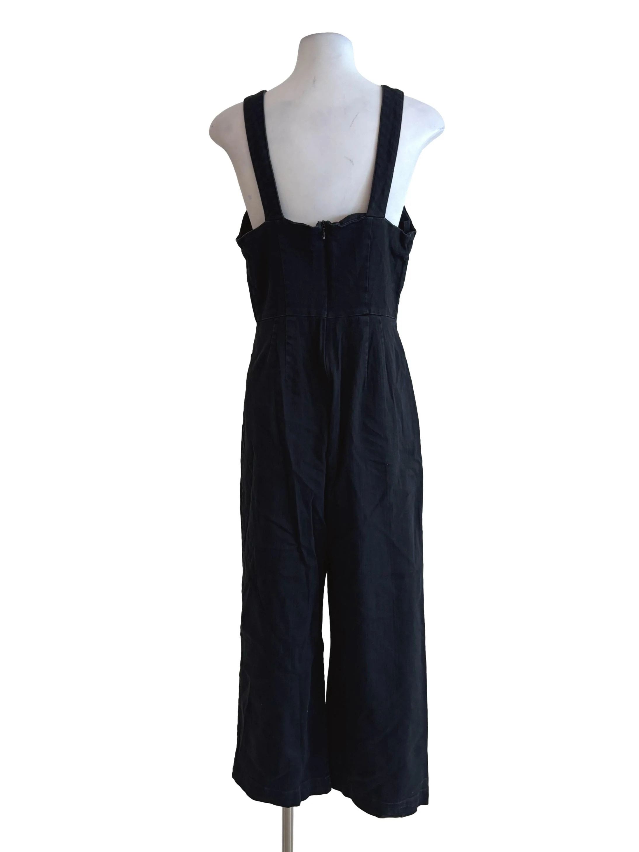 Jet Black Cotton Denim Jumpsuit - Image 2