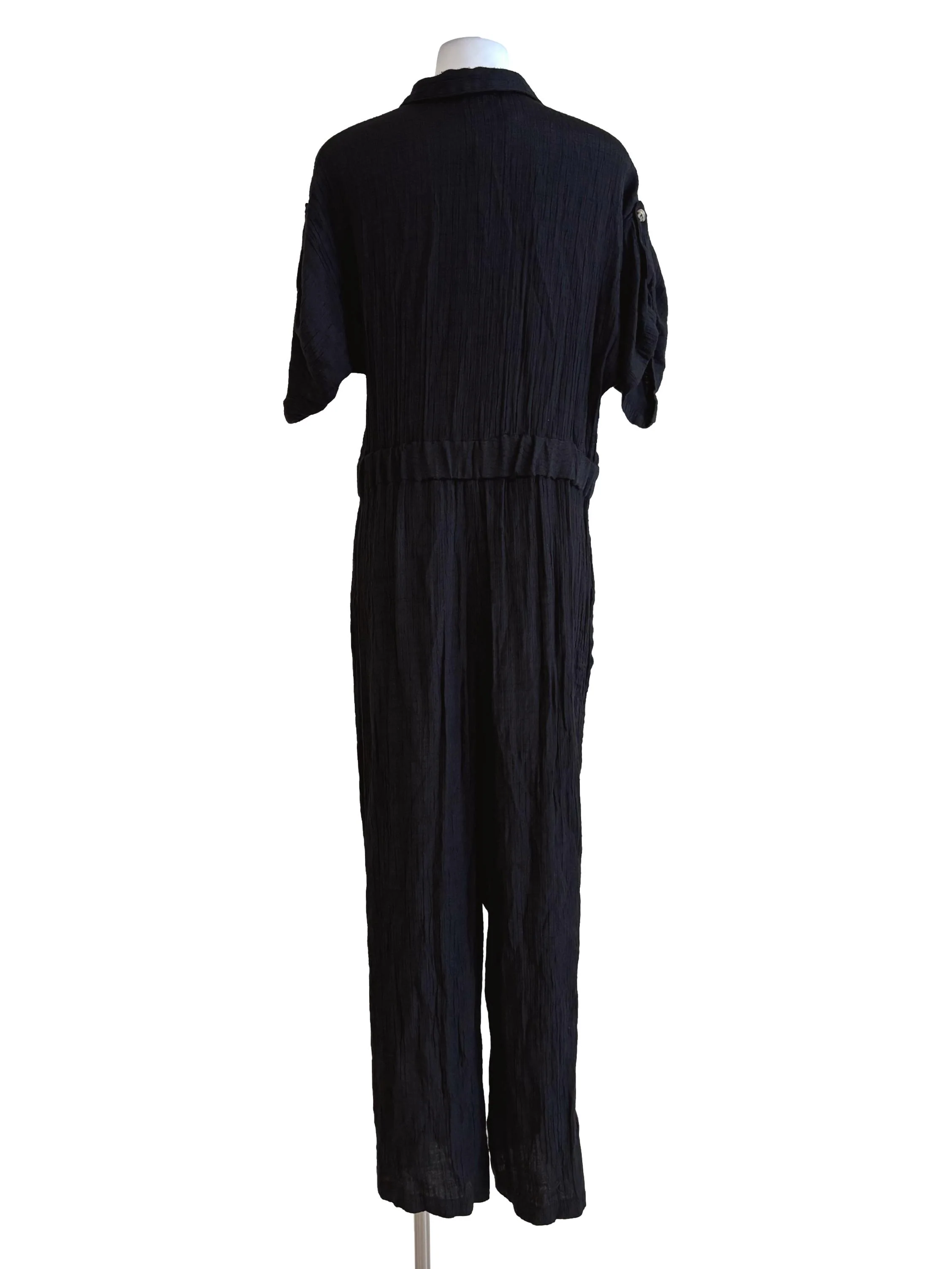 Jet Black Crinkled Jumpsuit - Image 2