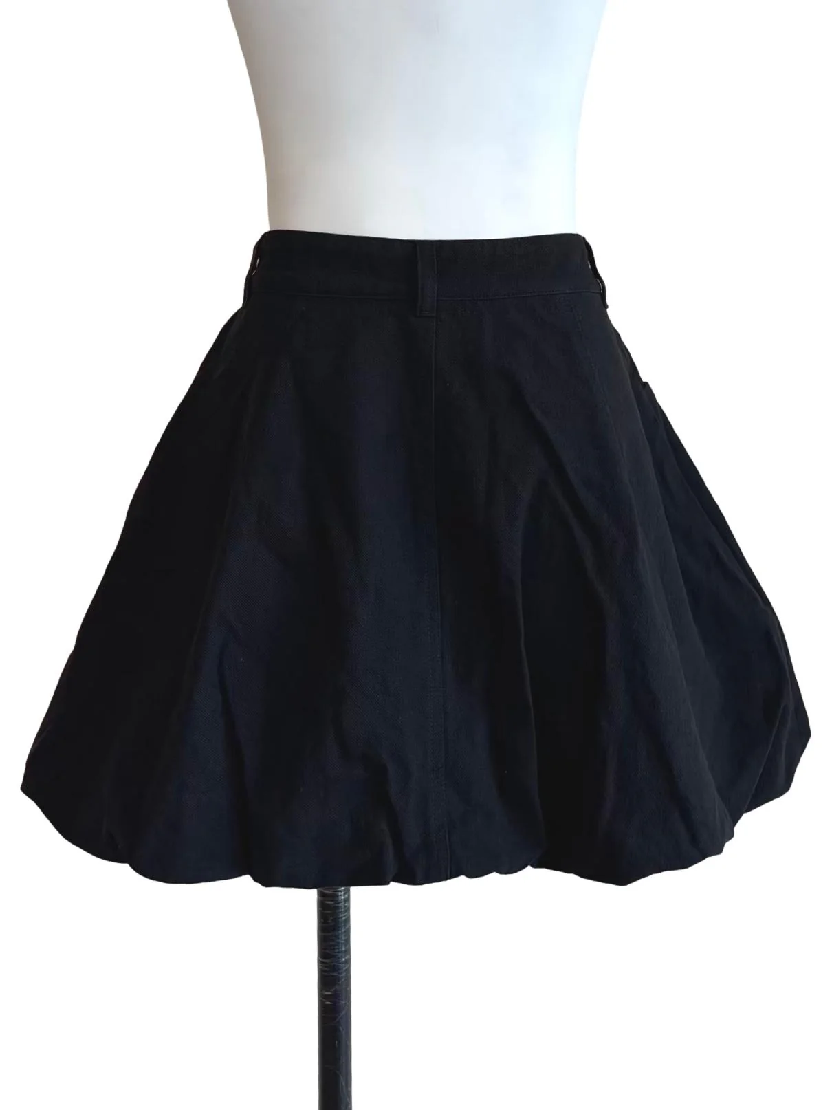Jet Black Denim Bubble Mini Skirt - Image 2