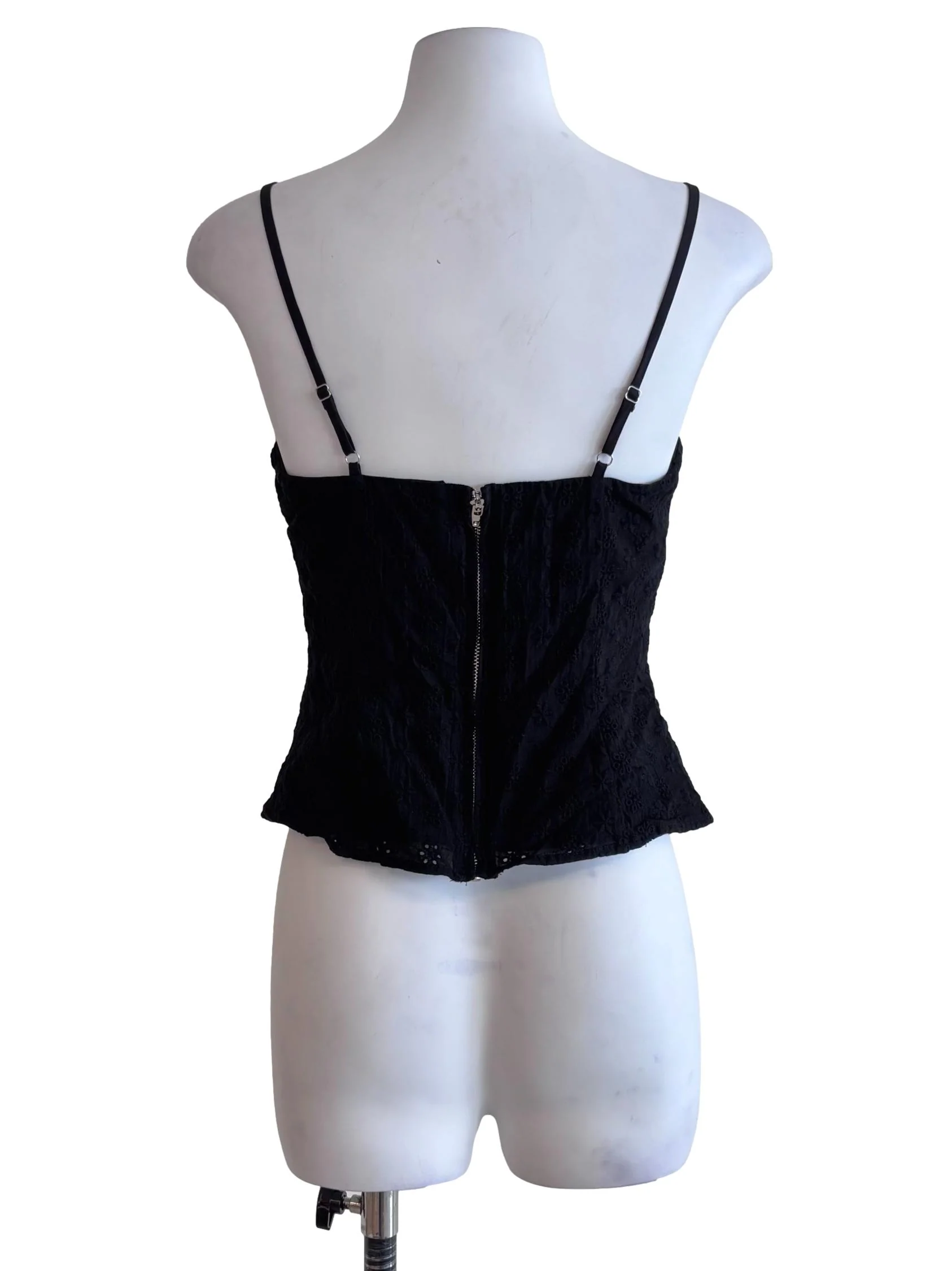 Jet Black Eyelet Cami Top - Image 2