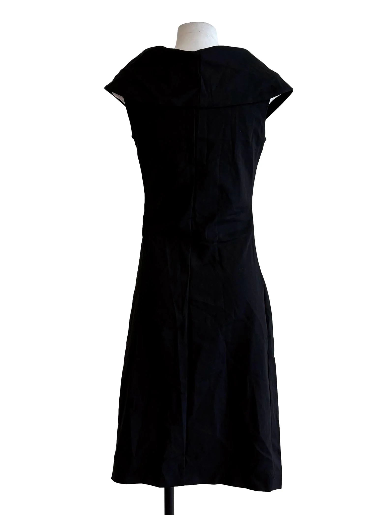 Jet Black Folded Collar Ruched Dress - Image 2