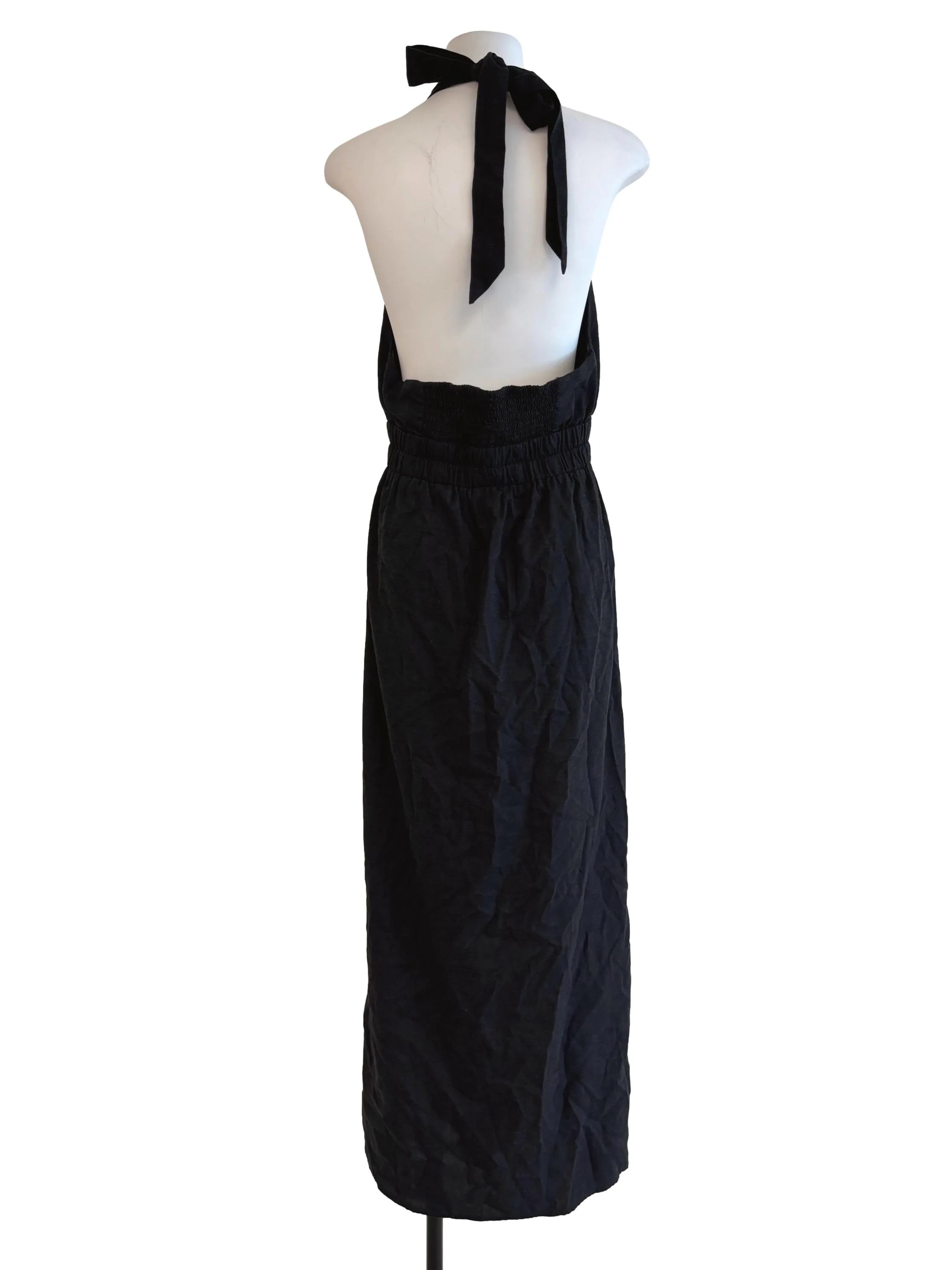 Jet Black Halter Maxi Dress - Image 2