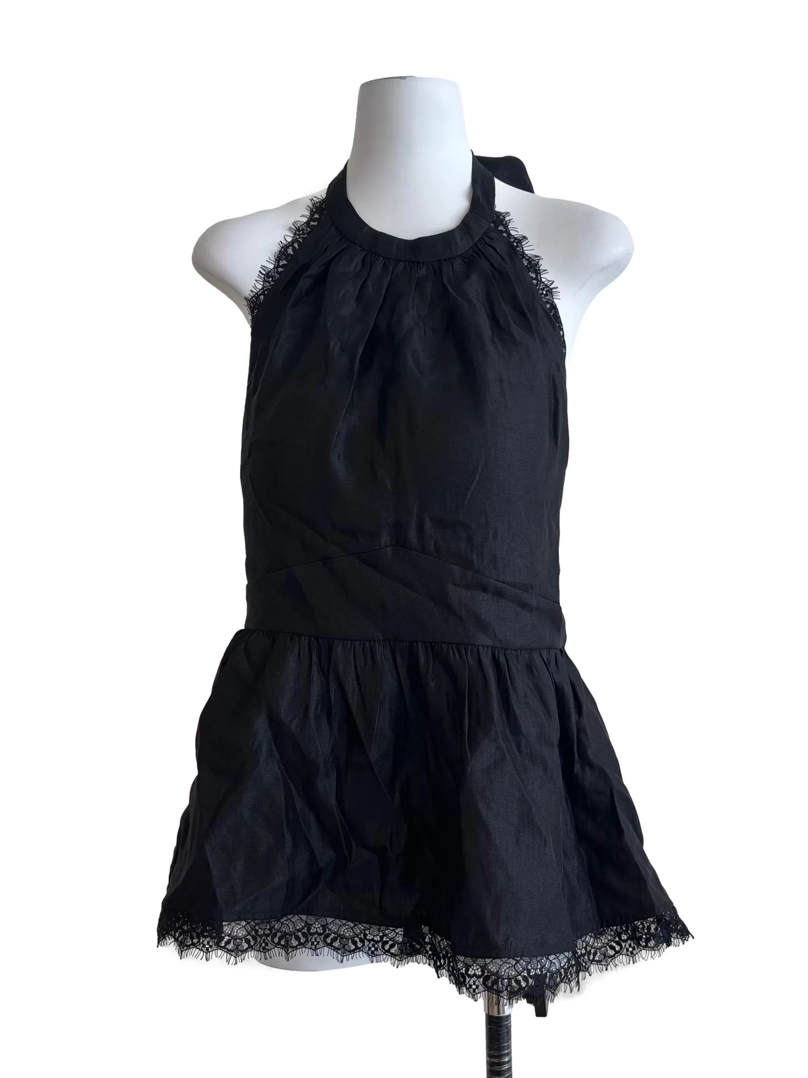 Jet Black Halter Peplum Top