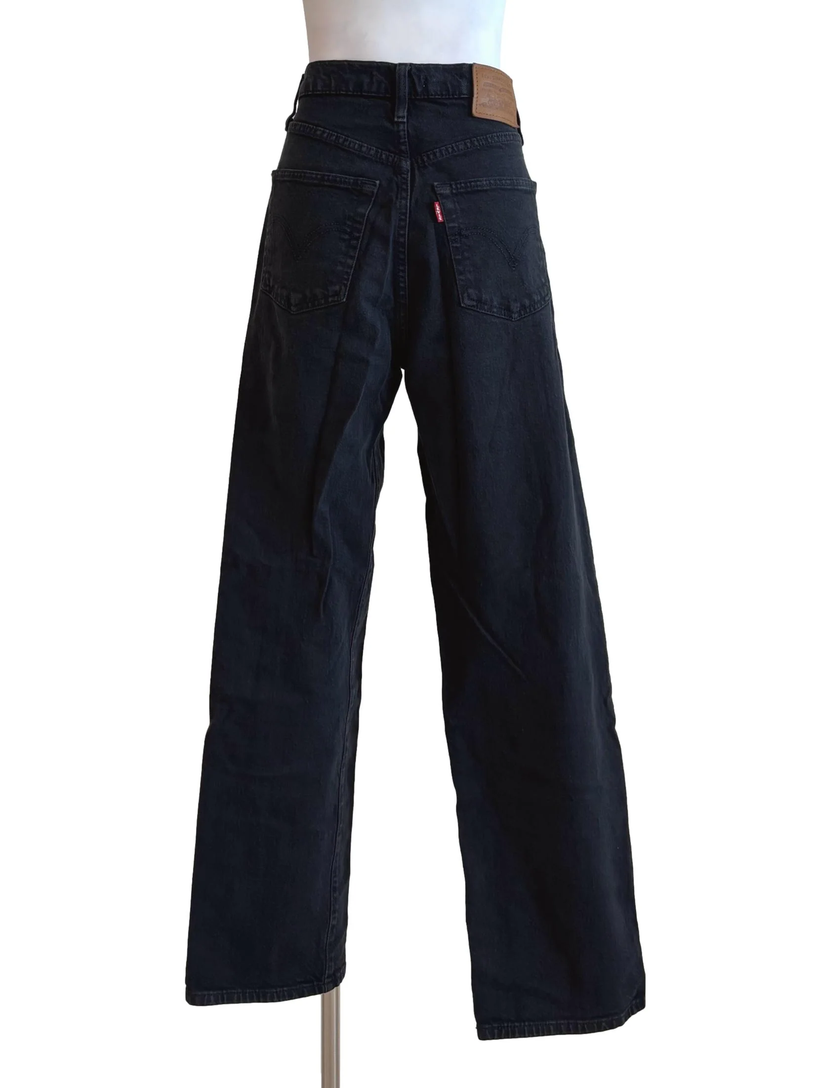 Jet Black High Waisted Button Fly Jeans - Image 2