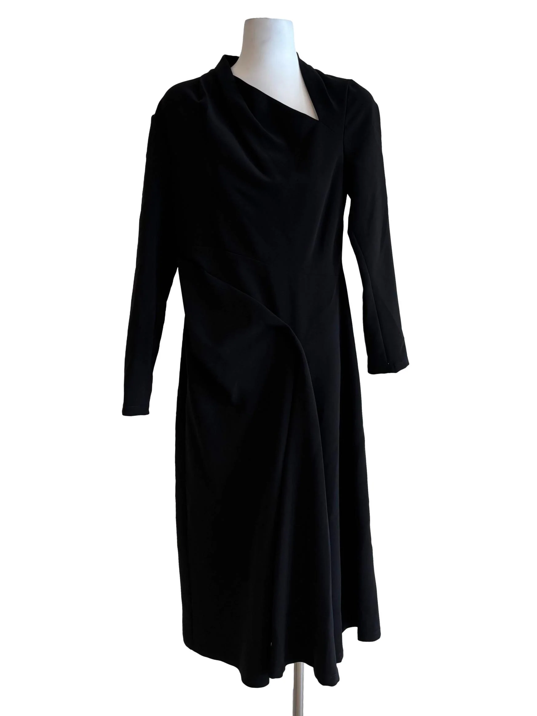 Jet Black Long Sleeve Asymmetrical Dress