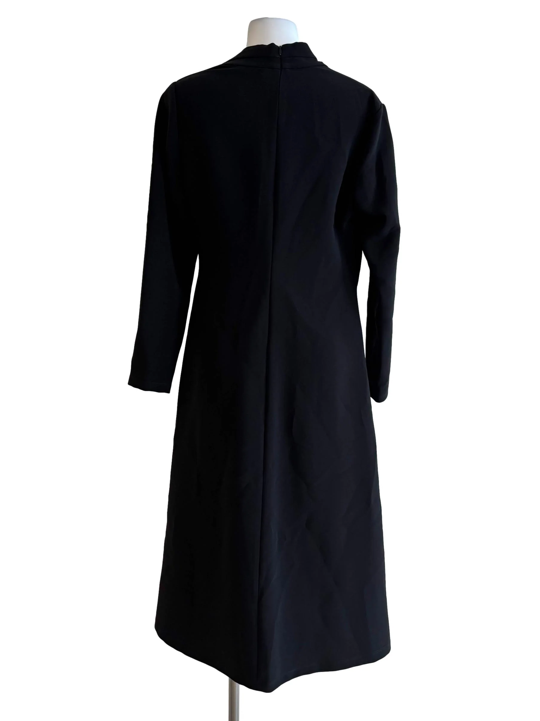 Jet Black Long Sleeve Asymmetrical Dress - Image 2