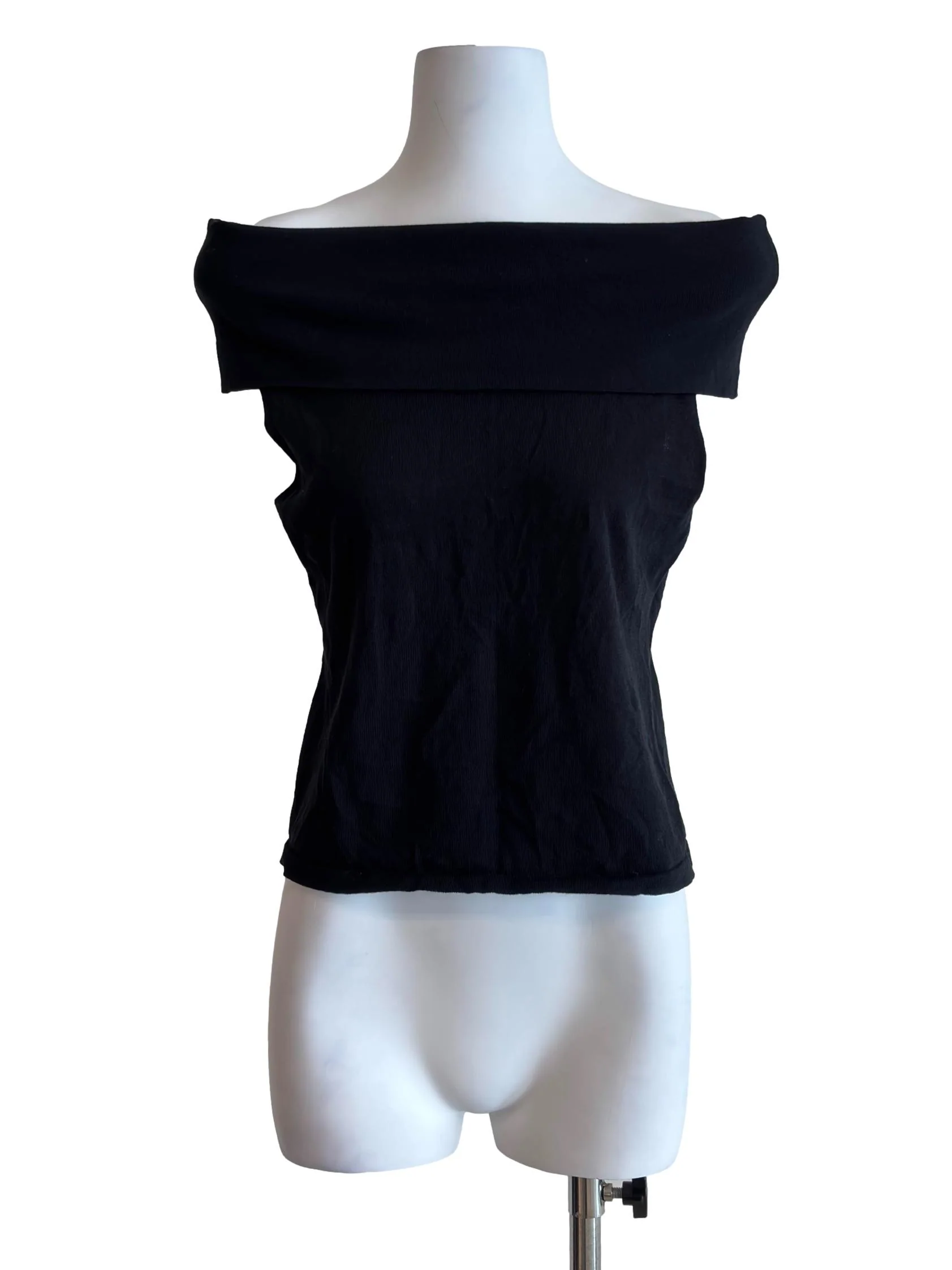 Jet Black Off Shoulder Knit Top