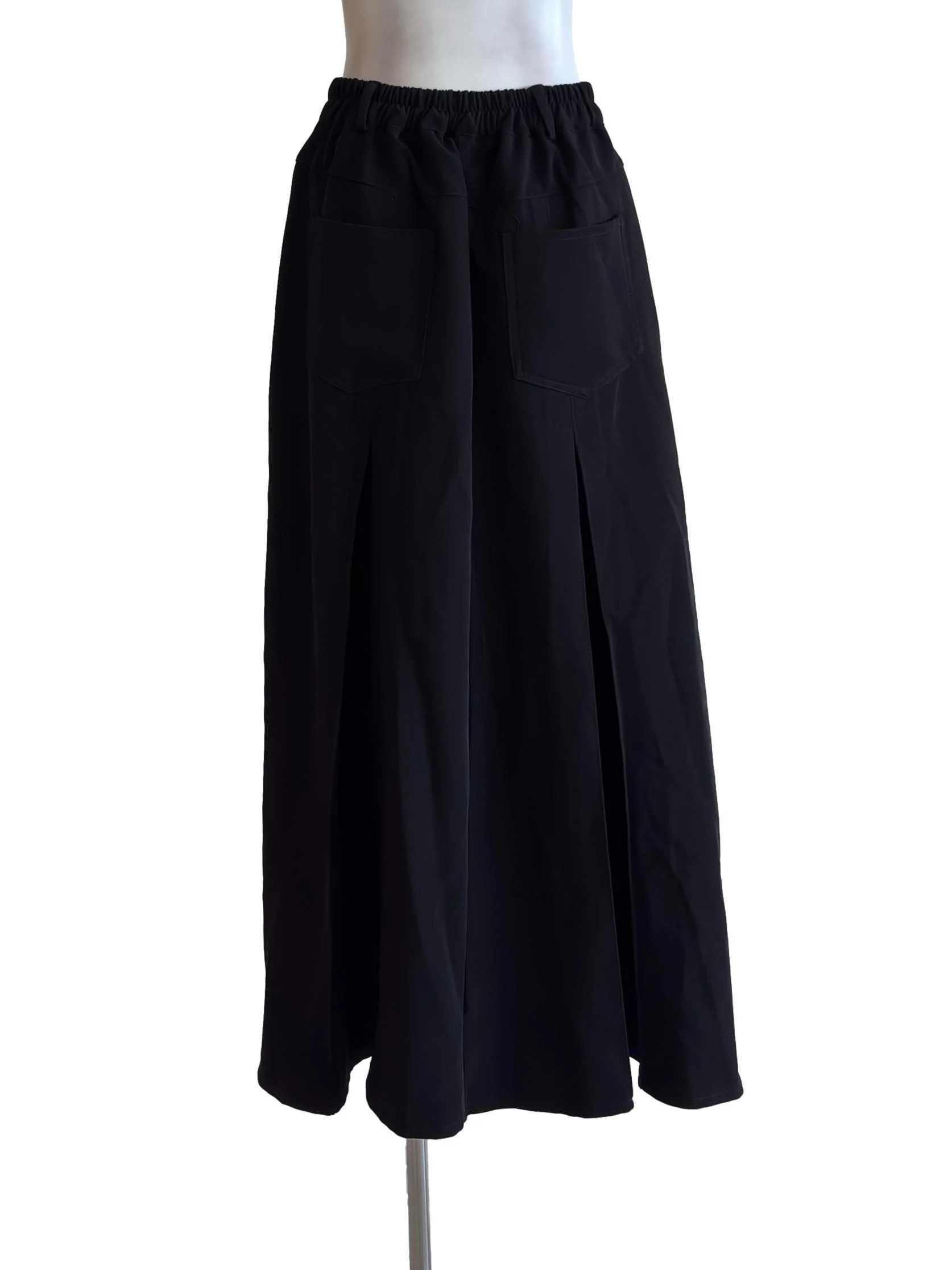 Jet Black Pleated Maxi Skirt - Image 2
