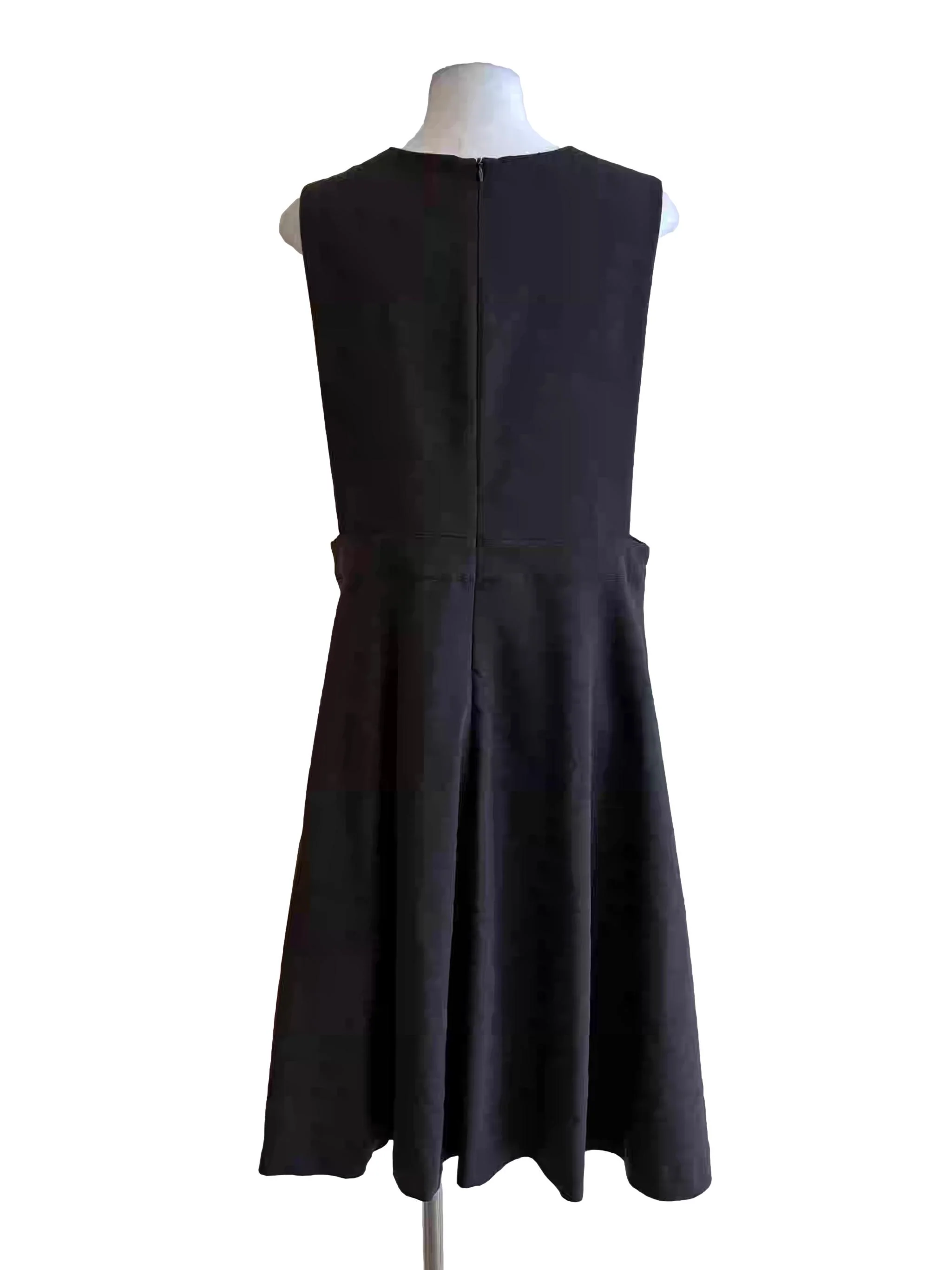 Jet Black Plunging Neck Sleeveless Dress - Image 2