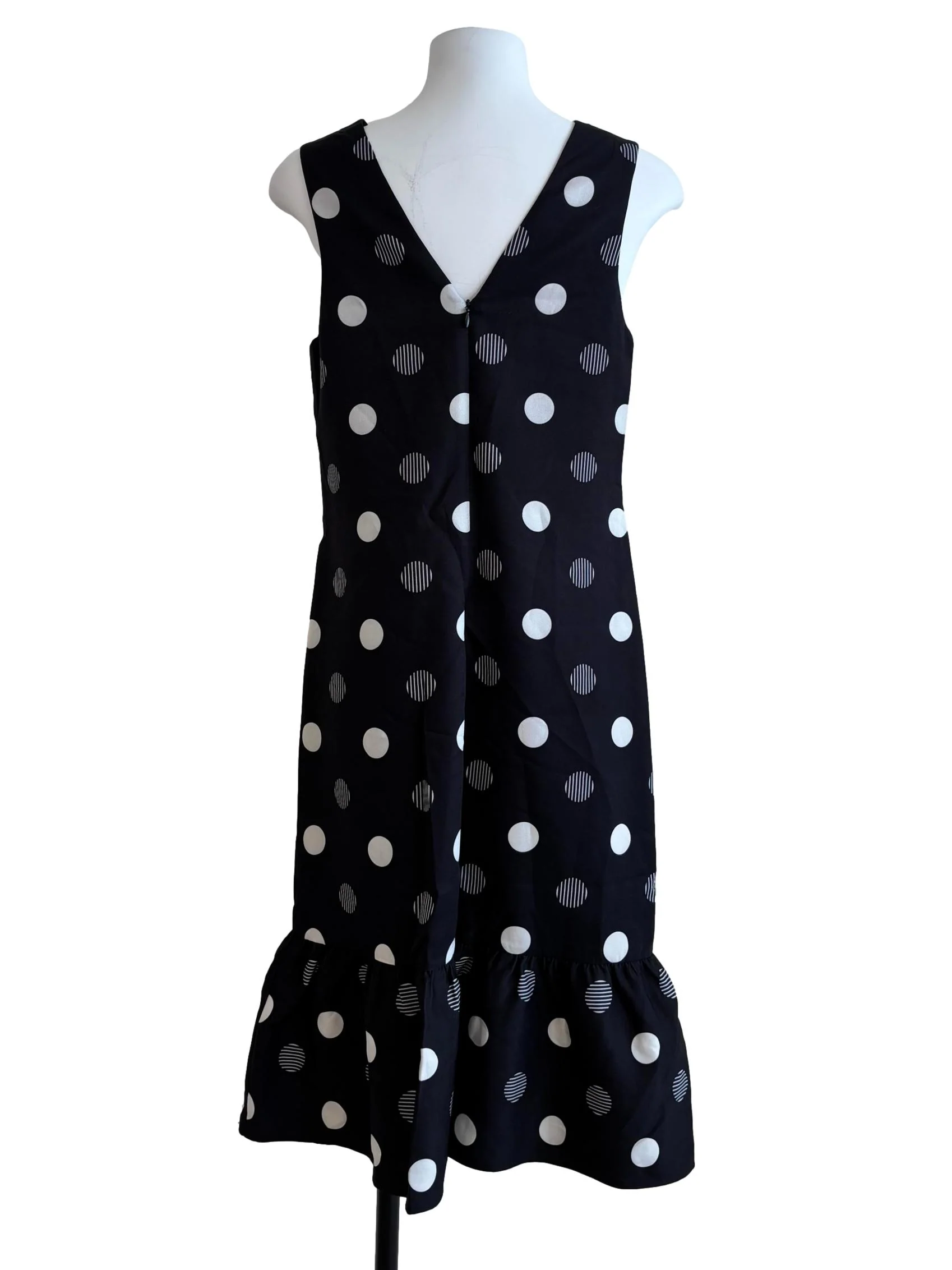 Jet Black Polka Dot Dropwaist Dress - Image 2