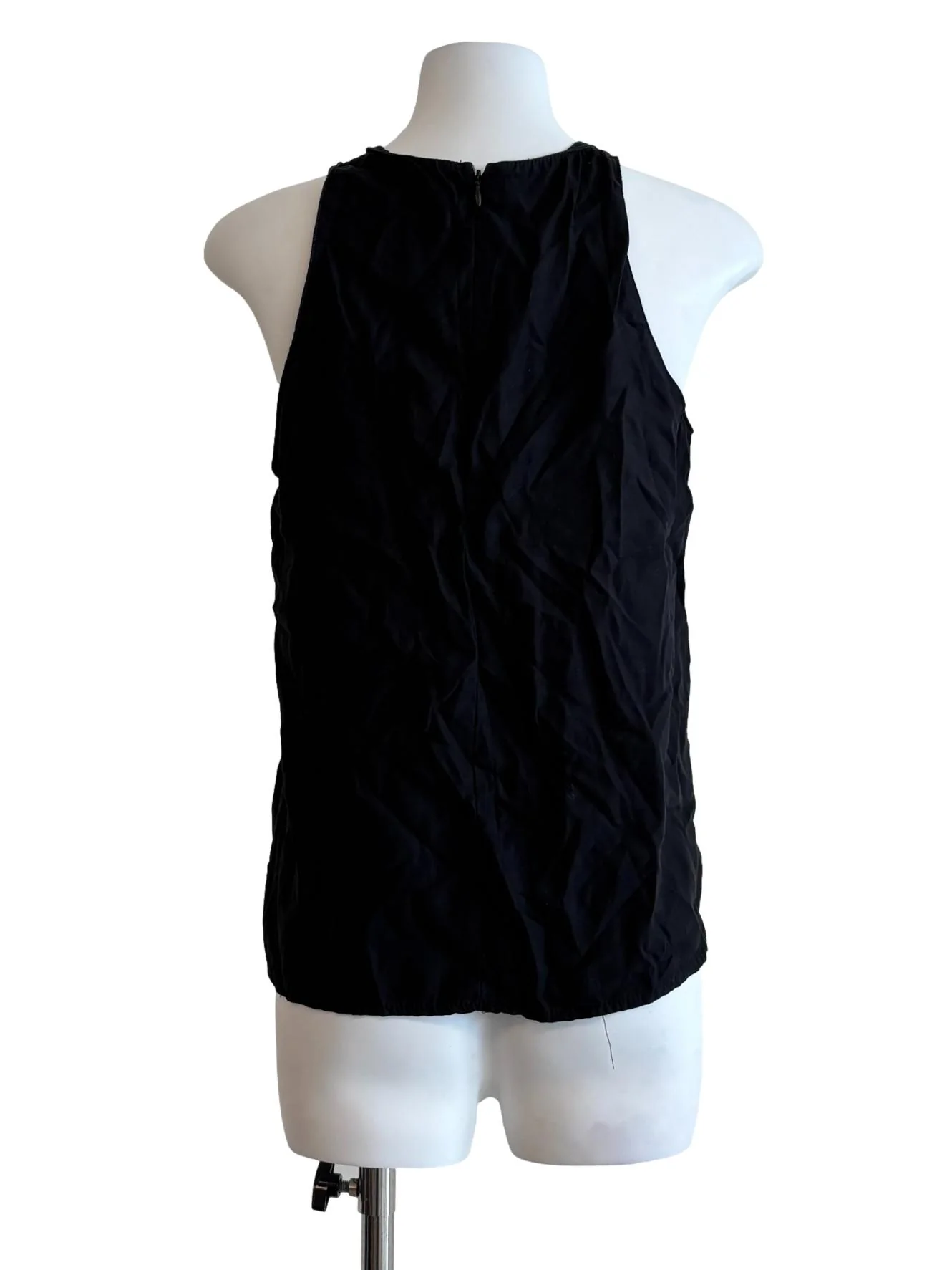 Jet Black Round Neck Sleeveless Top - Image 2