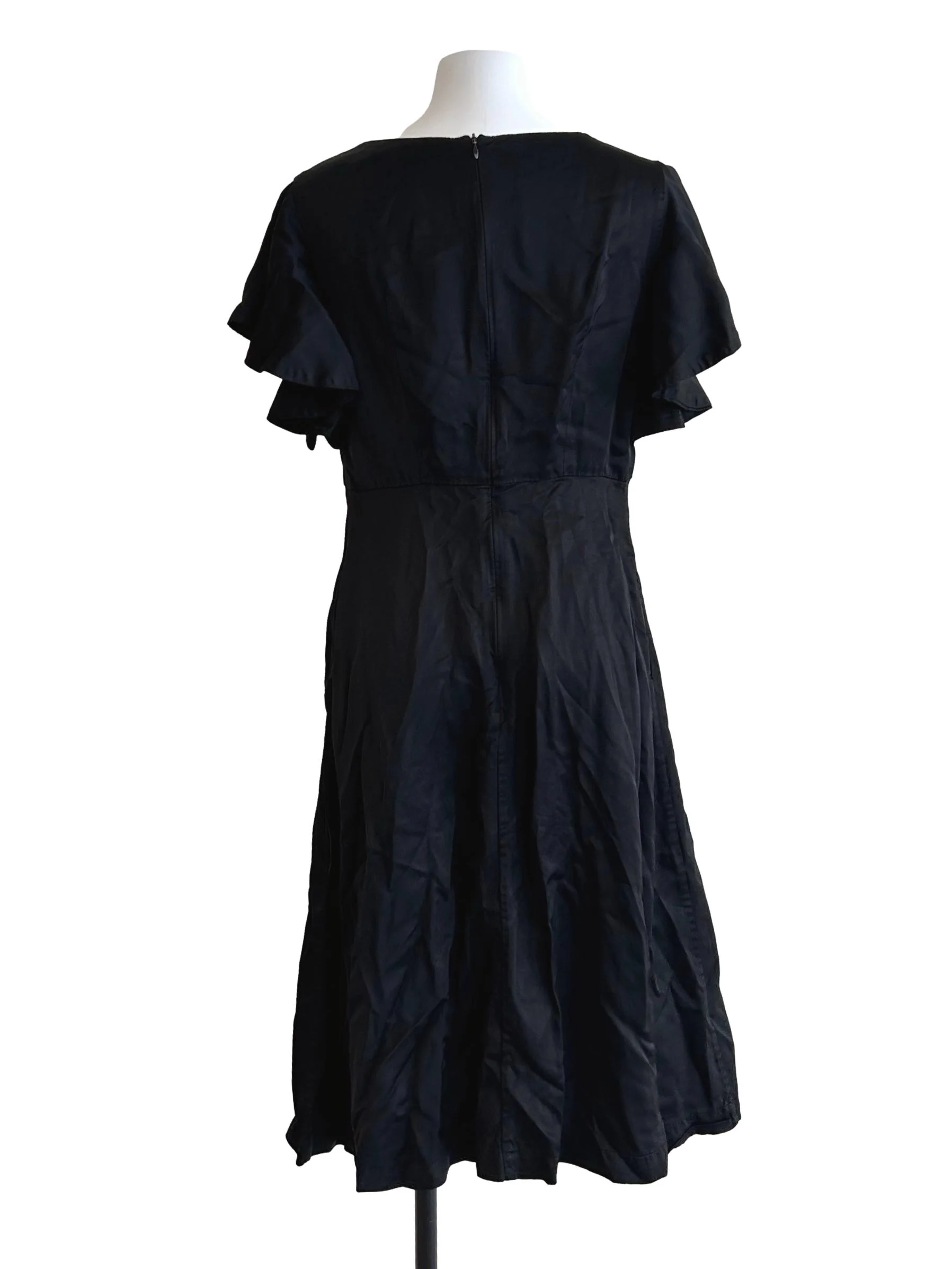 Jet Black Ruffle Sleeves Dress - Image 2