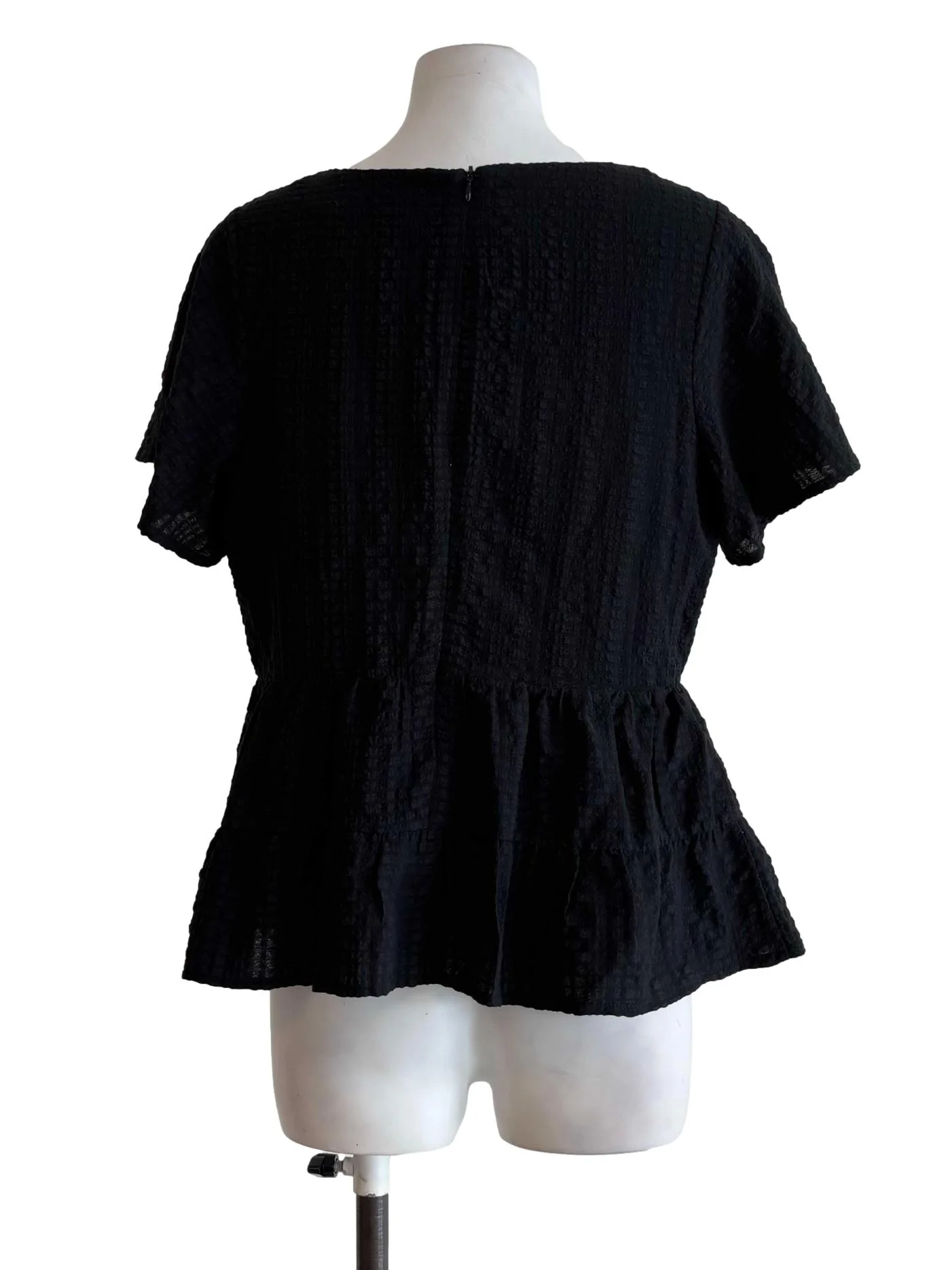 Jet Black Shortsleeve Peplum Top - Image 2