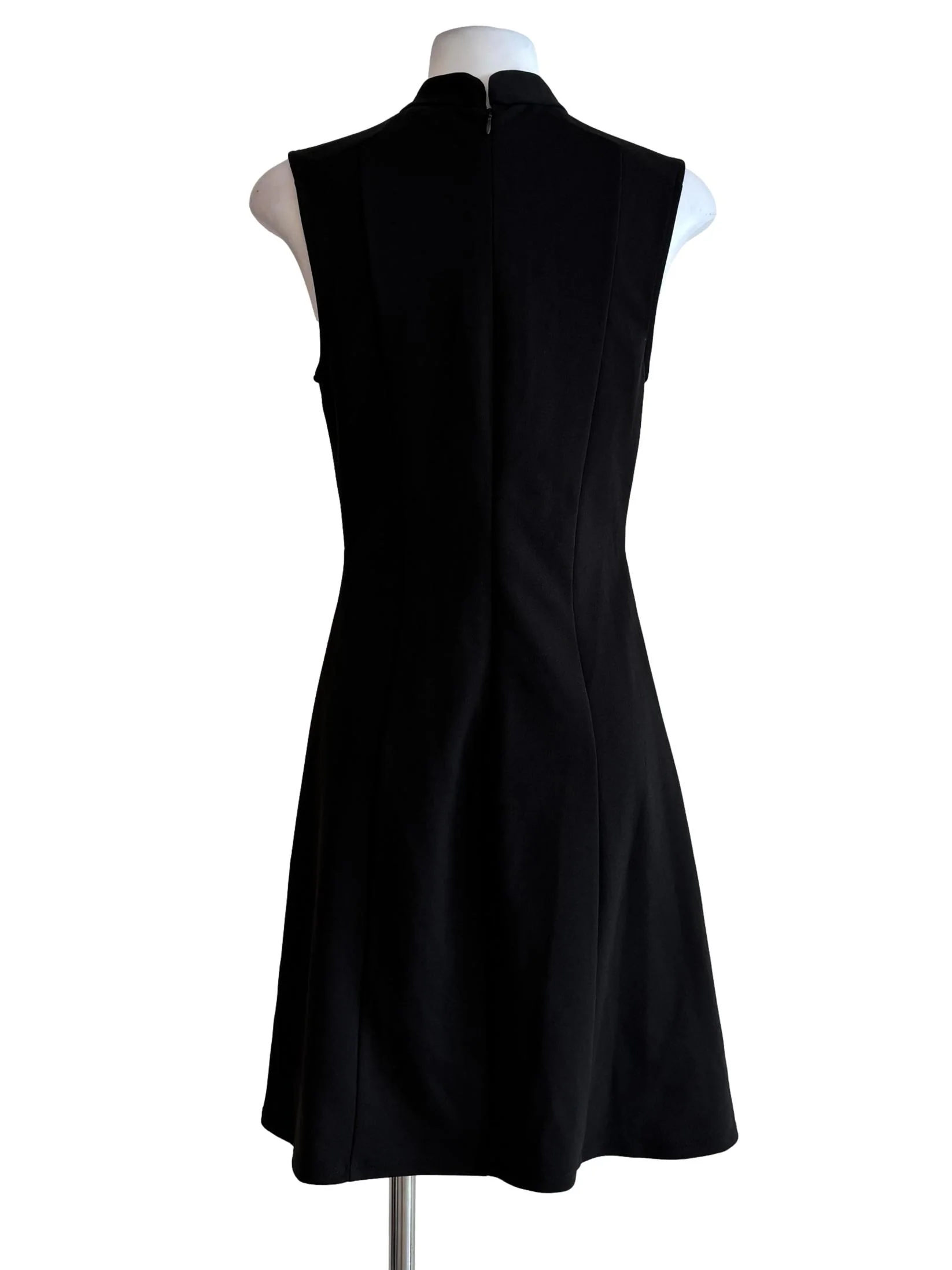 Jet Black Sleeveless A-Line Dress - Image 2