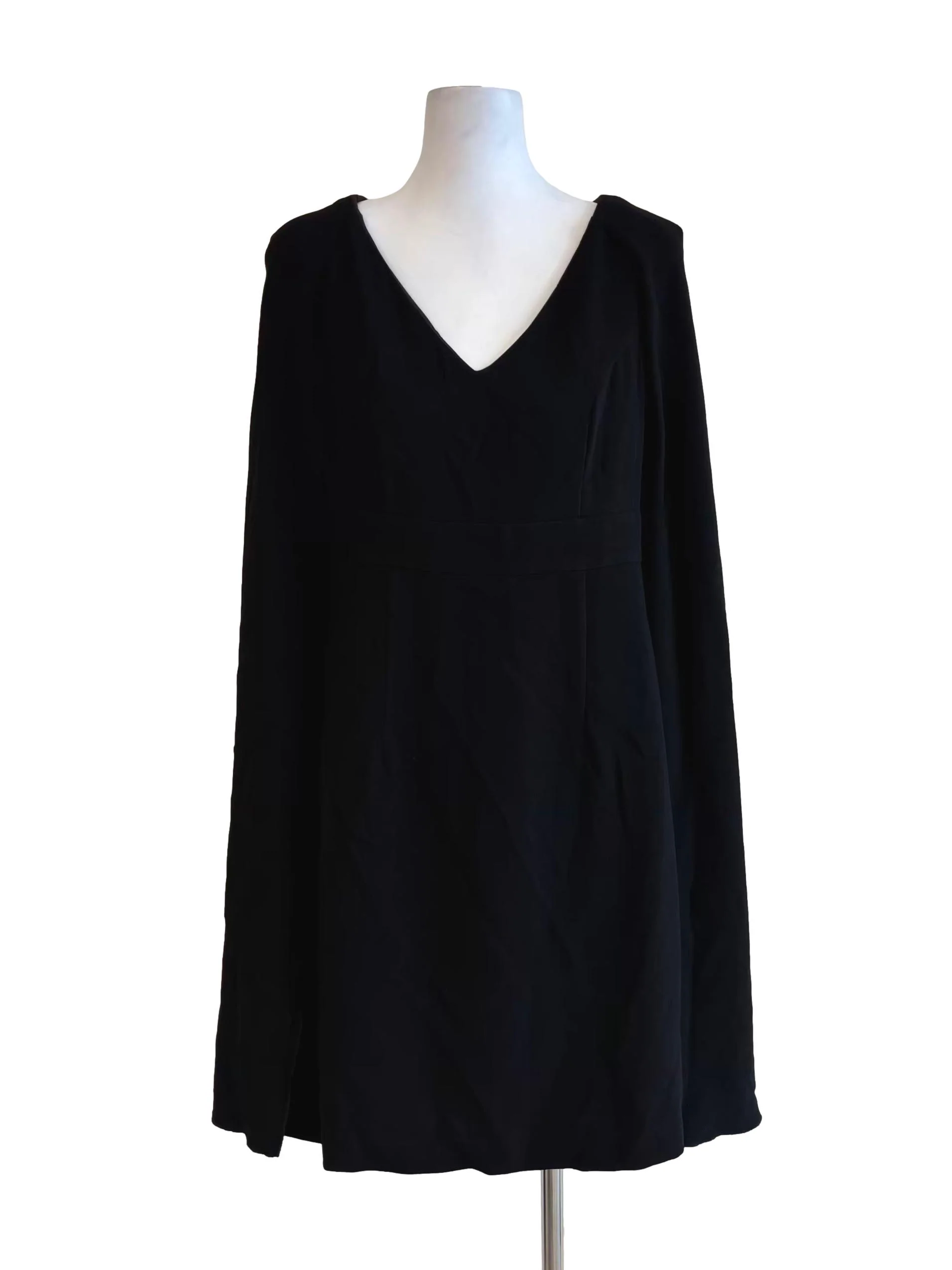 Jet Black Sleeveless Cape Dress