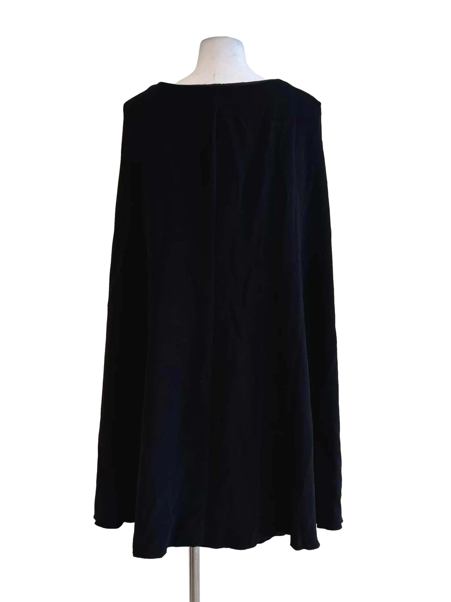 Jet Black Sleeveless Cape Dress - Image 2