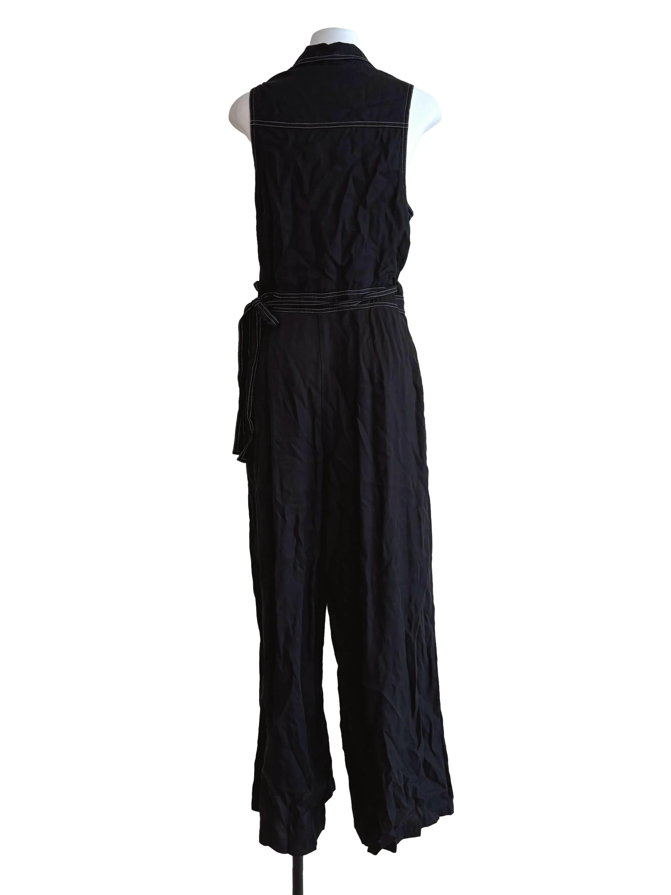 Jet Black Sleeveless Jumpsuit - Image 2