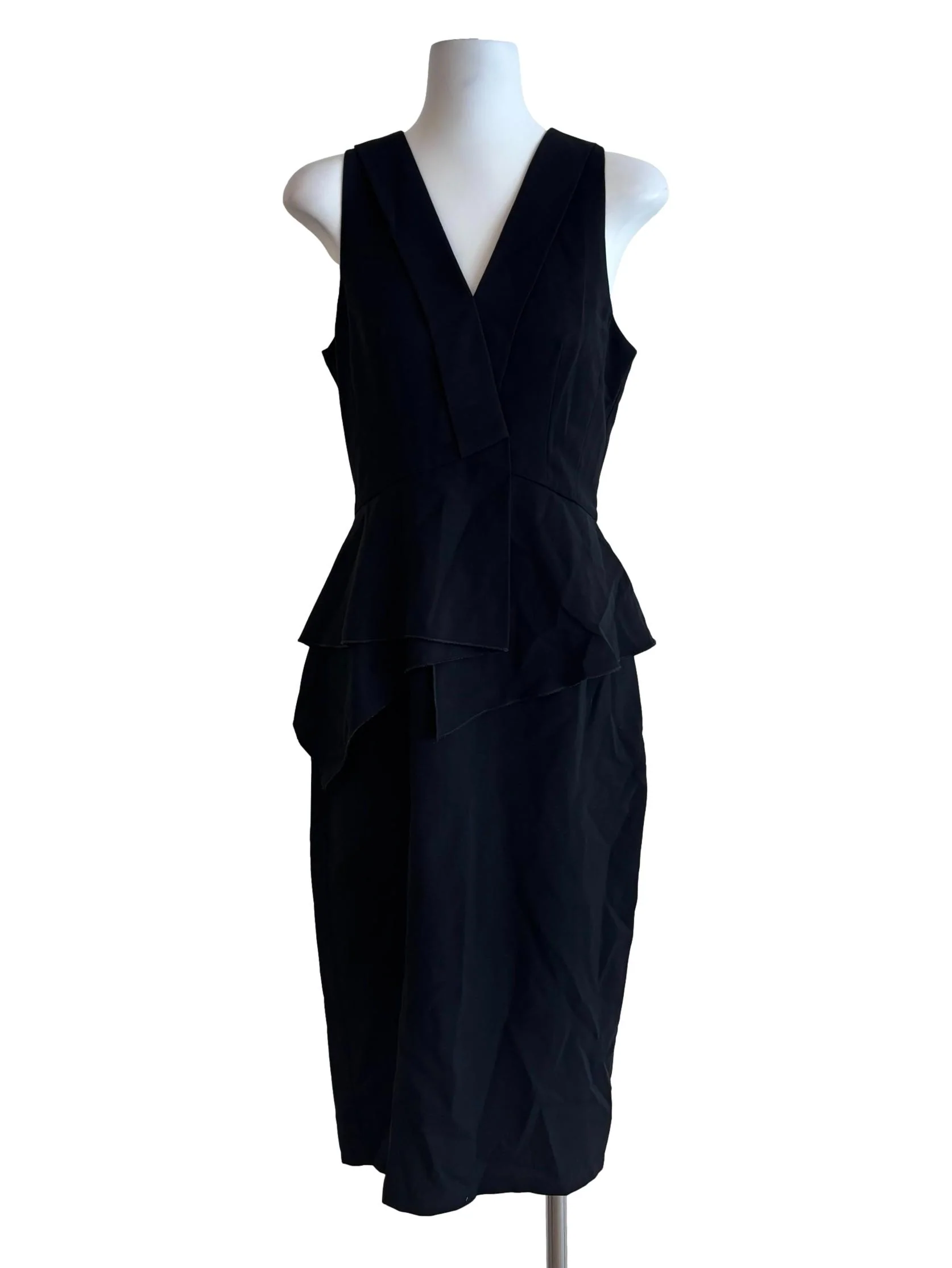 Jet Black Sleeveless Peplum Dress