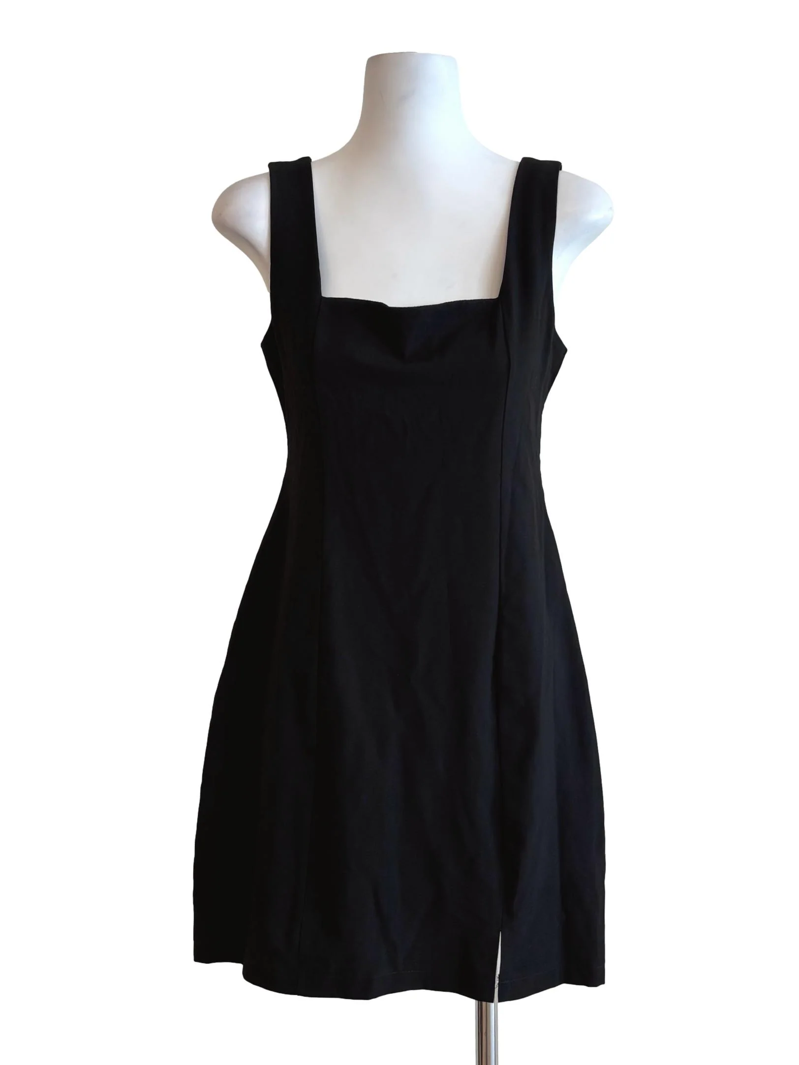 Jet Black Square Neck Pencil Dress