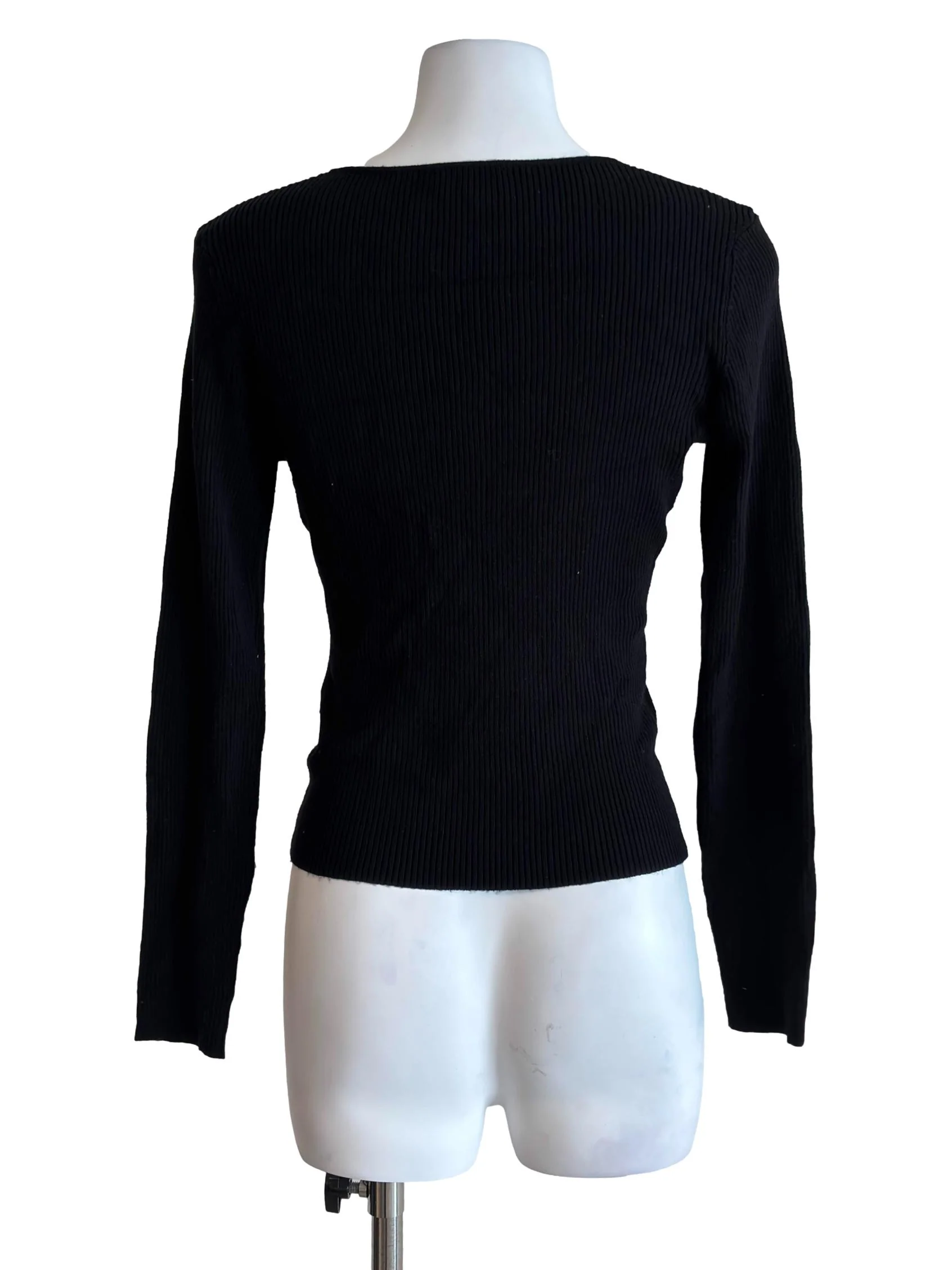 Jet Black Sweetheart Long Sleeve Top - Image 2