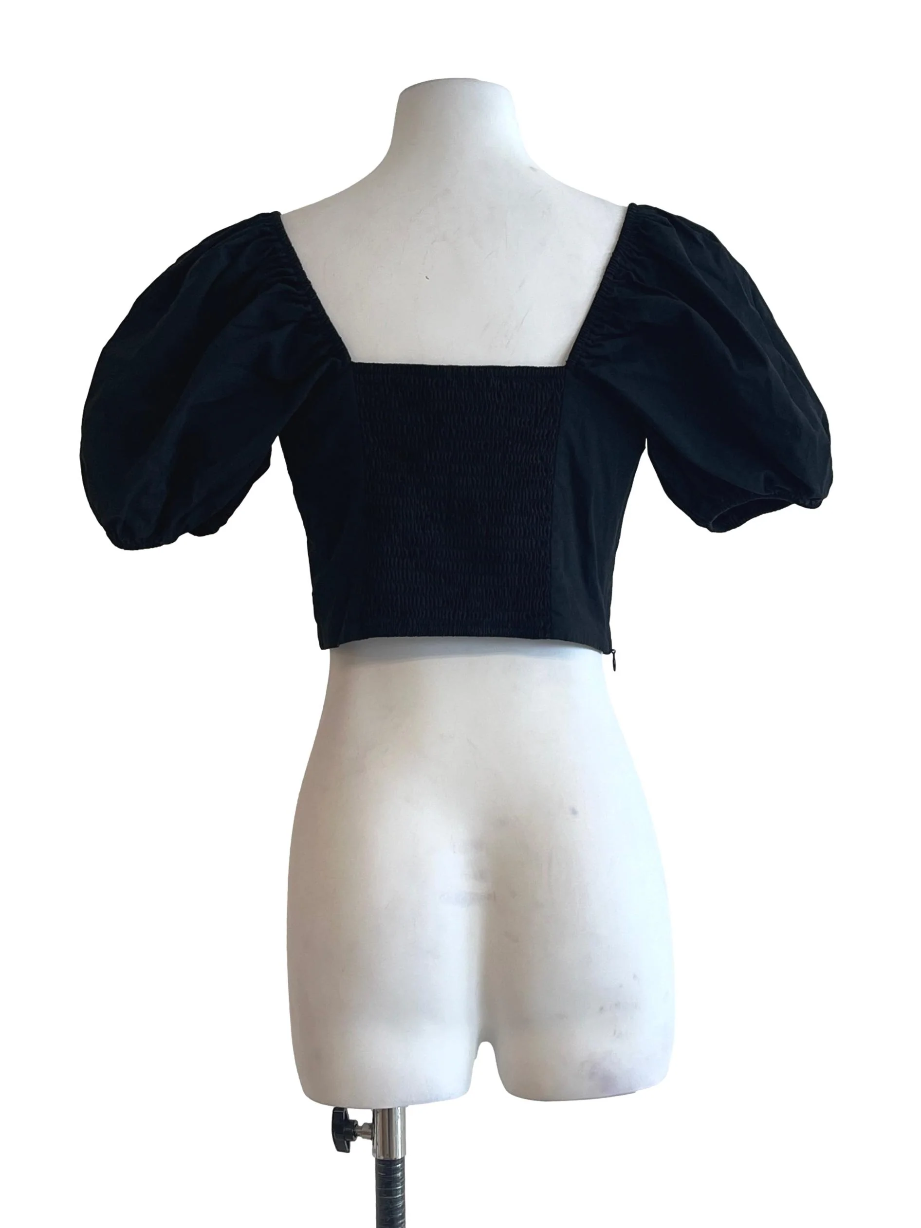 Jet Black Sweetheart Puff Sleeve Top - Image 2