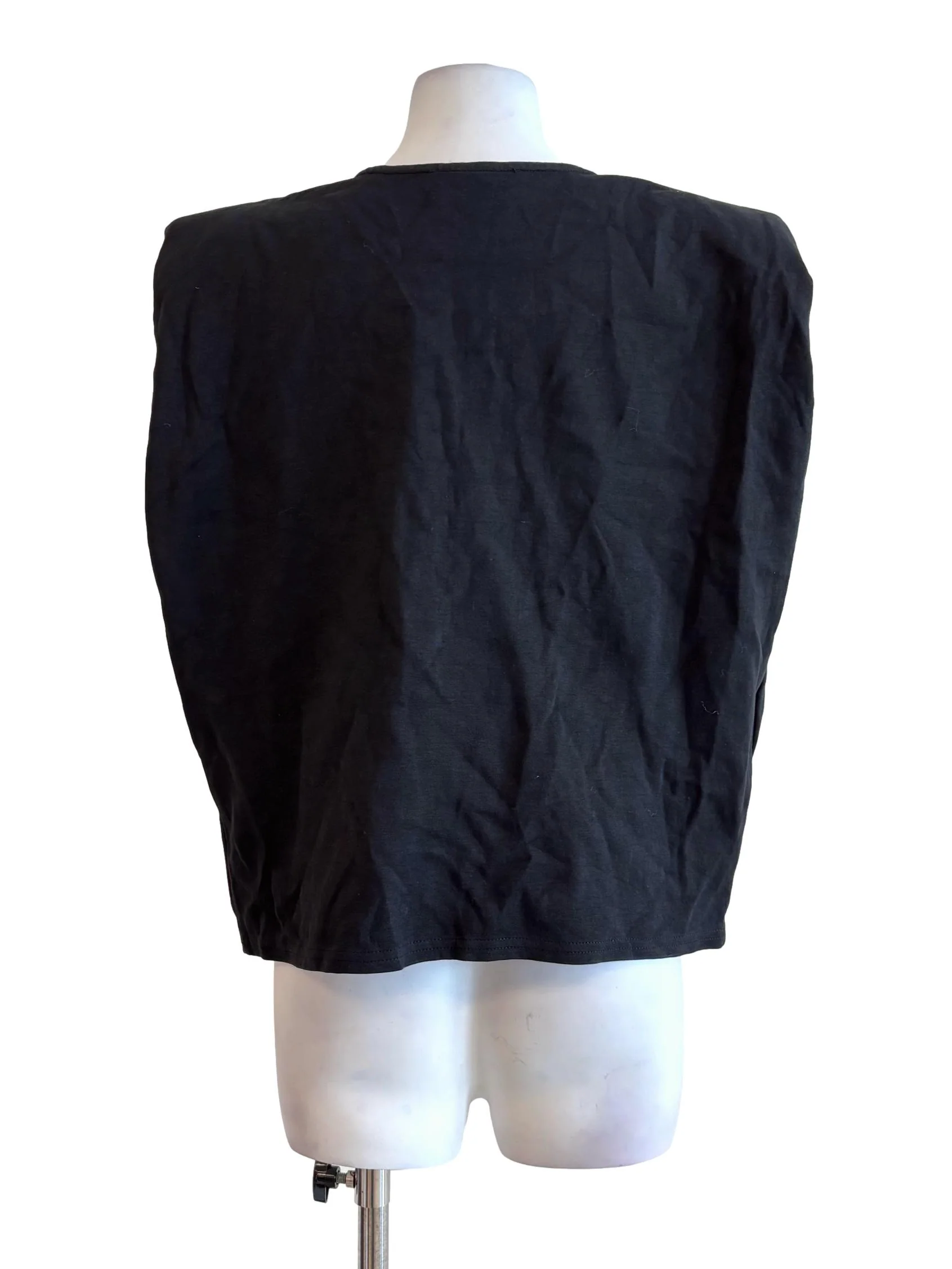 Jet Black V-Neck Sleeveless T-Shirt LB - Image 2