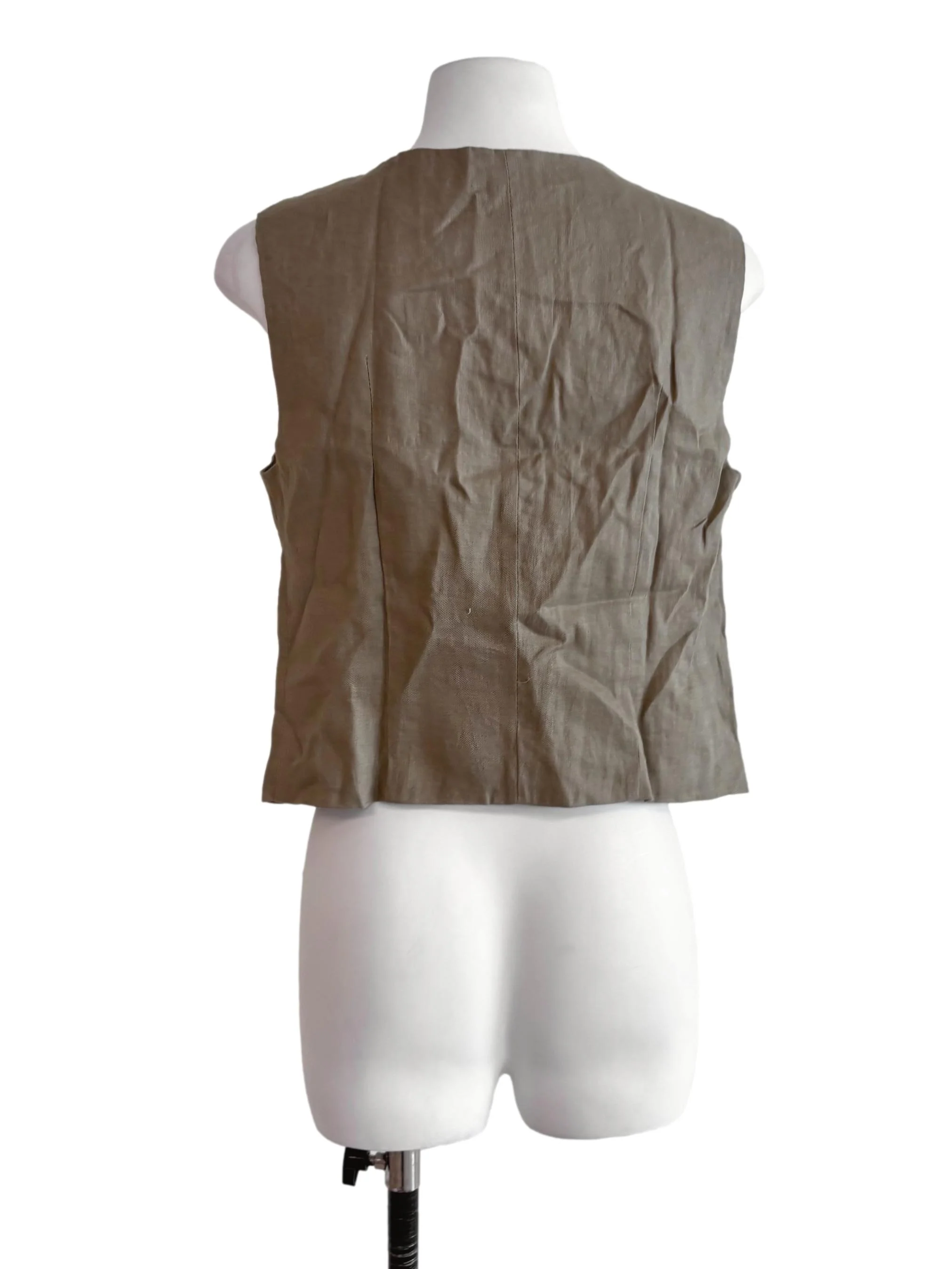 Khaki Beige Brier Linen Waistcoat TEM - Image 2