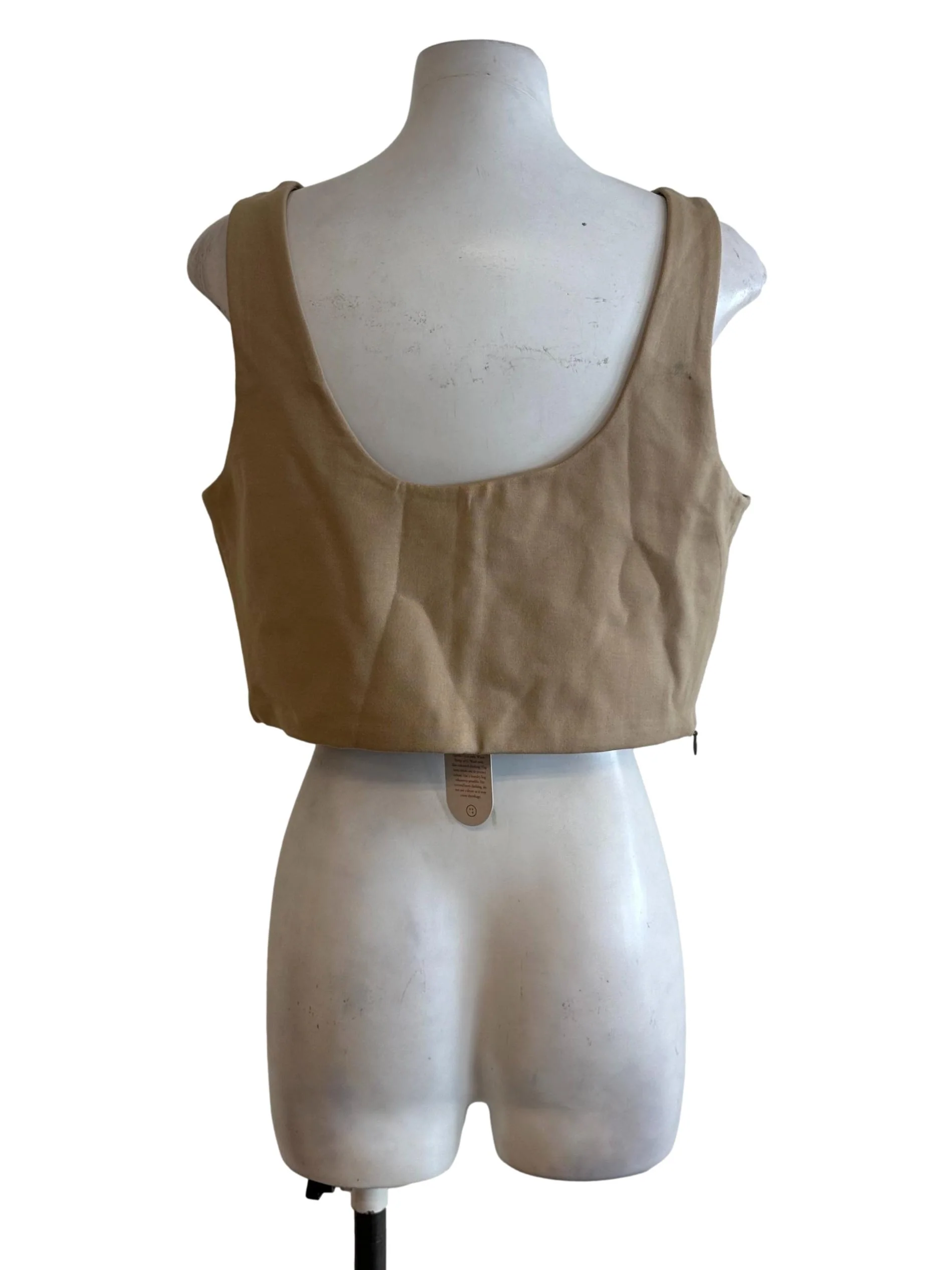 Khaki Brown Scoop Neckline Top - Image 2