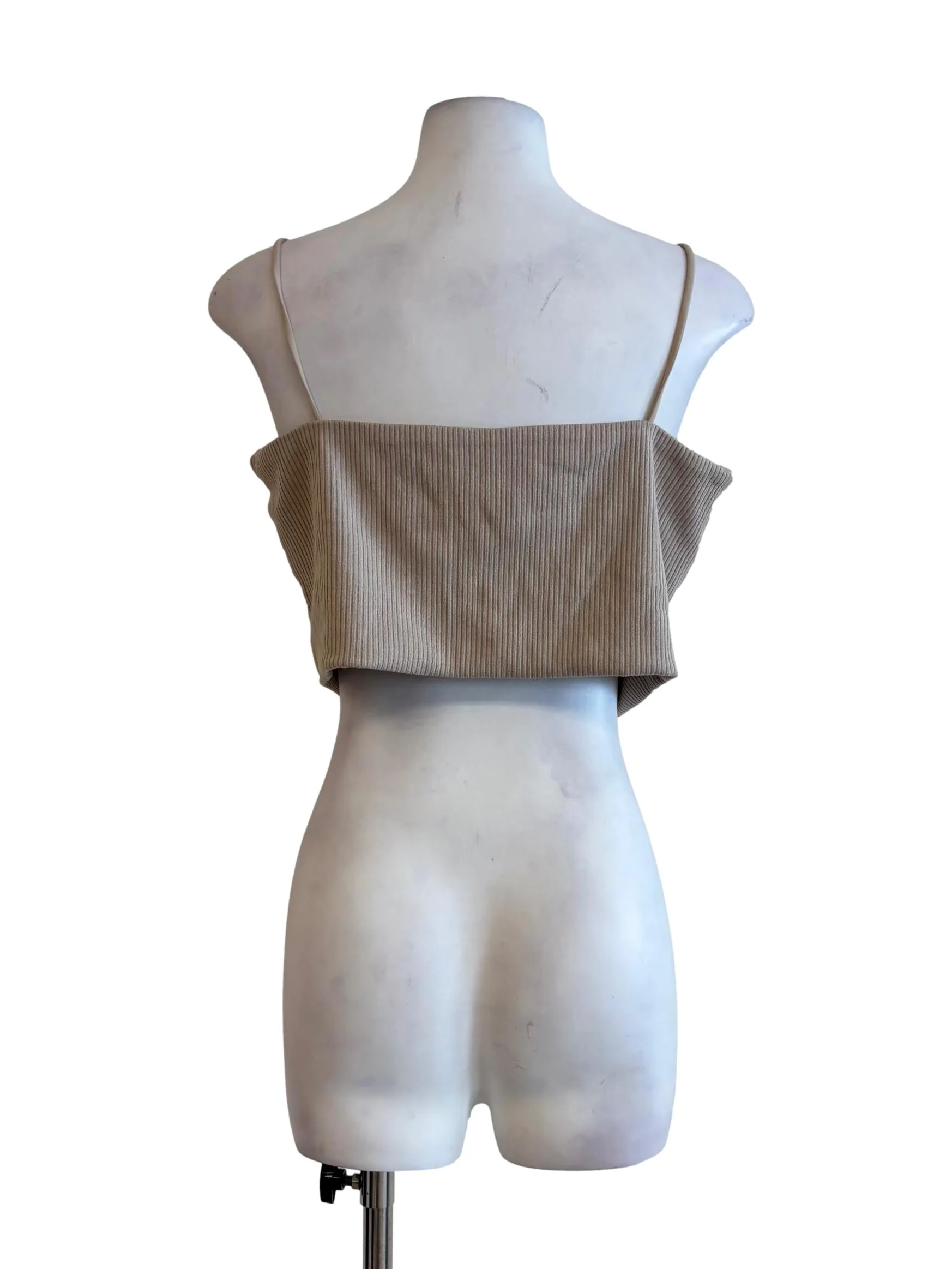 Khaki Padded Ribbed Camisole - Image 2