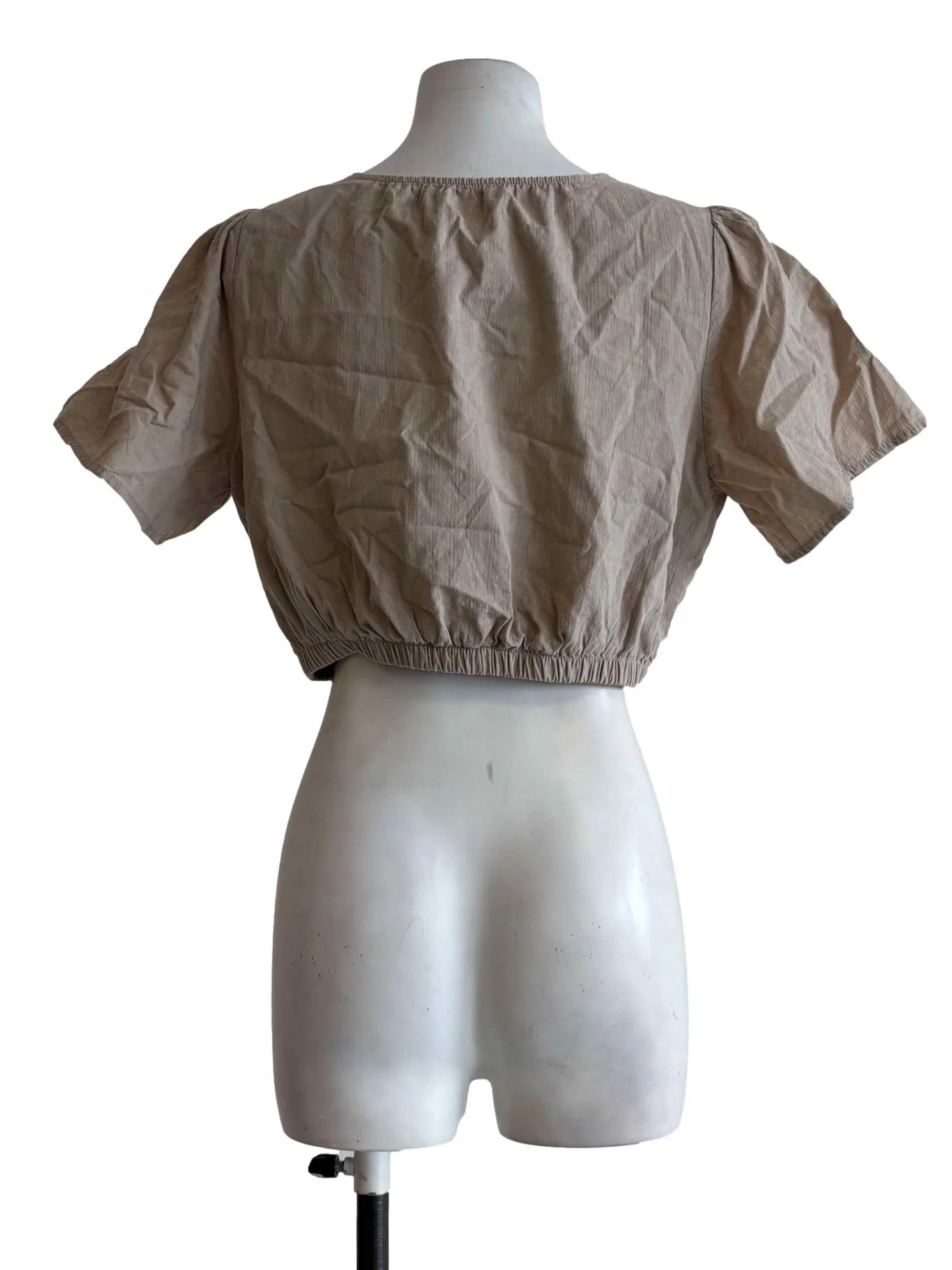 Khaki Shortsleeve Crop Top - Image 2