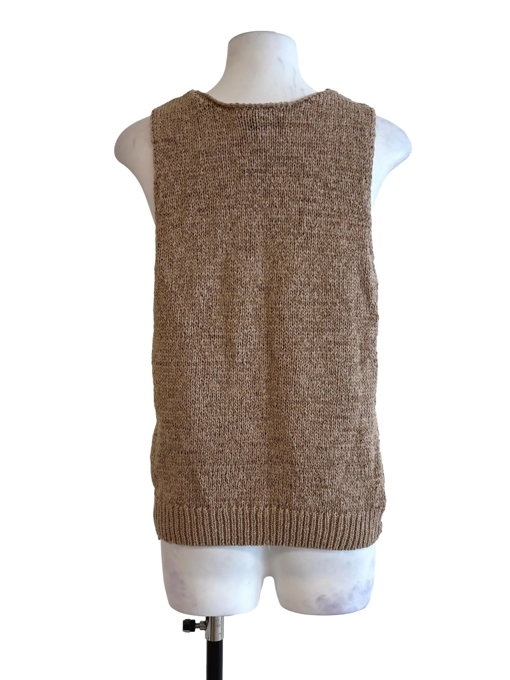 Khaki Sleeveless Knit Top - Image 2