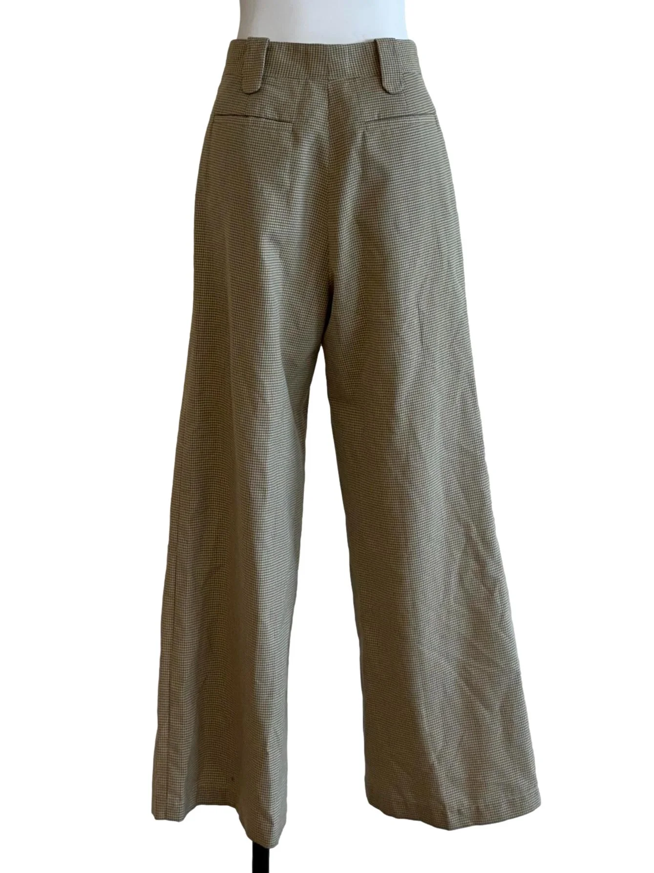 Khaki Wide Leg Plaid Pants - Image 2