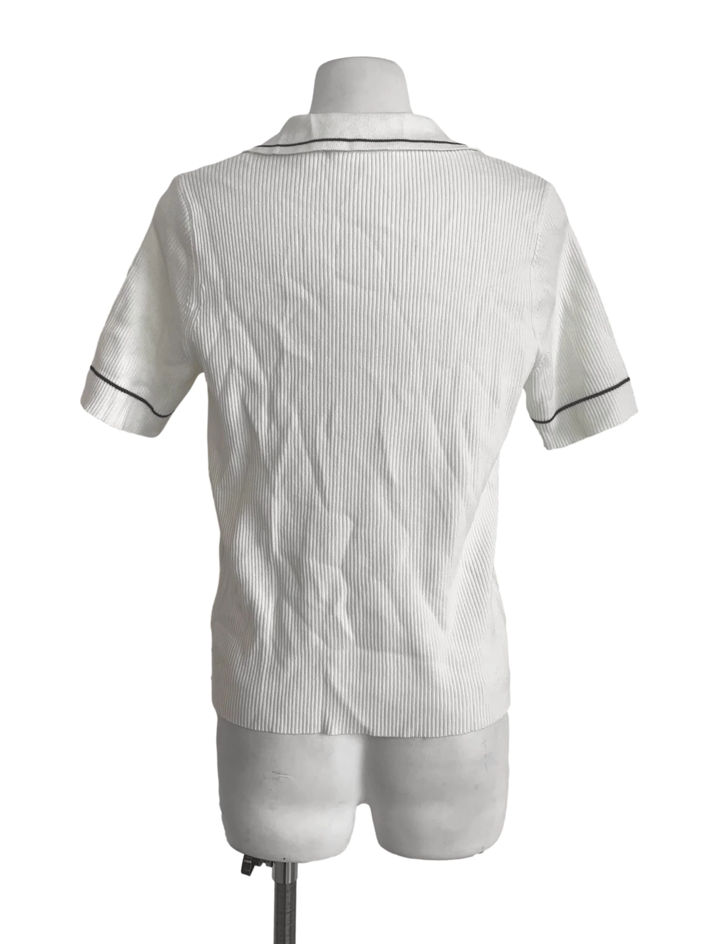 Lace White Knitted Collared Top - Image 2