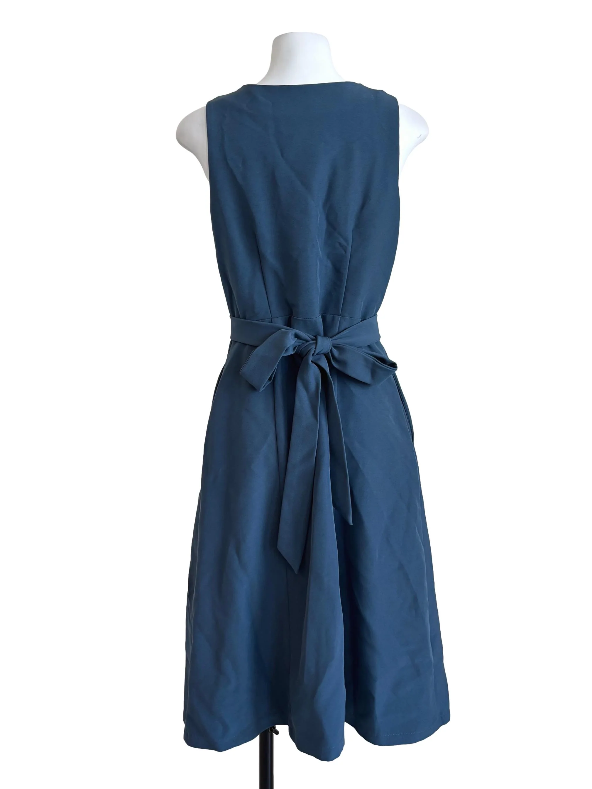 Lapis Blue Buttoned A-Line Dress - Image 2
